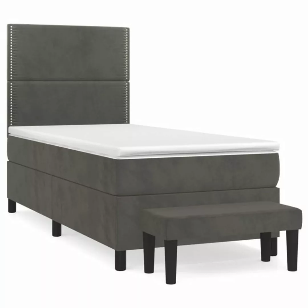 furnicato Bett Boxspringbett mit Matratze Dunkelgrau 90x190 cm Samt (1-tlg) günstig online kaufen