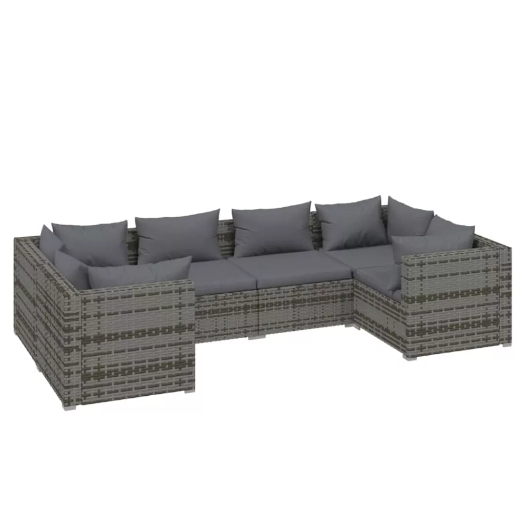 Vidaxl 6-tlg. Garten-lounge-set Mit Kissen Poly Rattan Grau günstig online kaufen