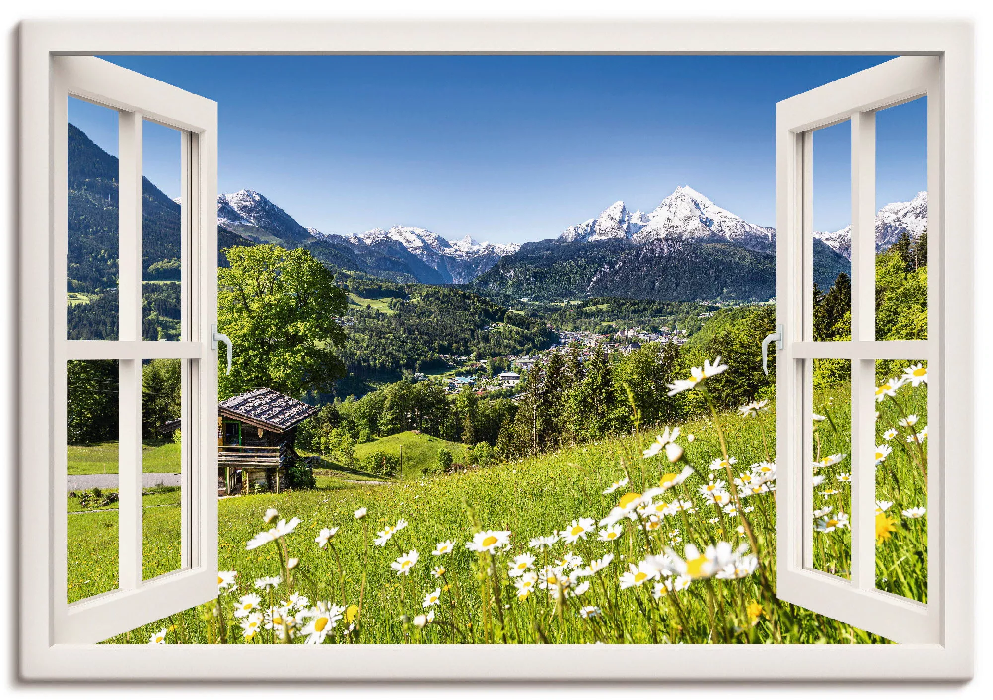 Artland Wandbild "Fensterblick Bayerischen Alpen", Berge, (1 St.), als Alub günstig online kaufen