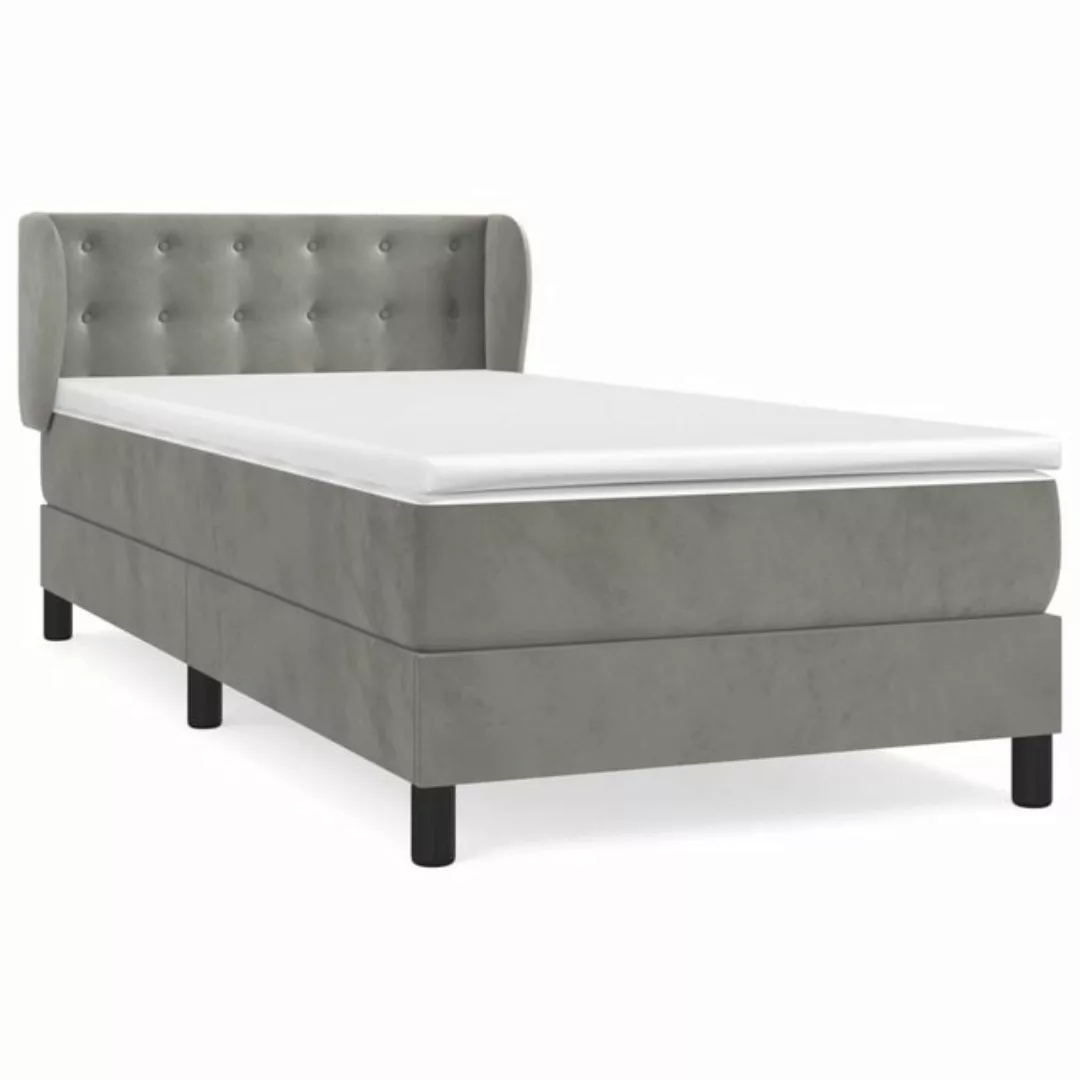 vidaXL Boxspringbett Boxspringbett mit Matratze Hellgrau 100x200 cm Samt Be günstig online kaufen