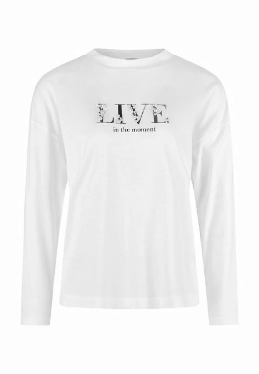 MARC AUREL Langarmshirt mit Mottoprint und Zierstickerei günstig online kaufen