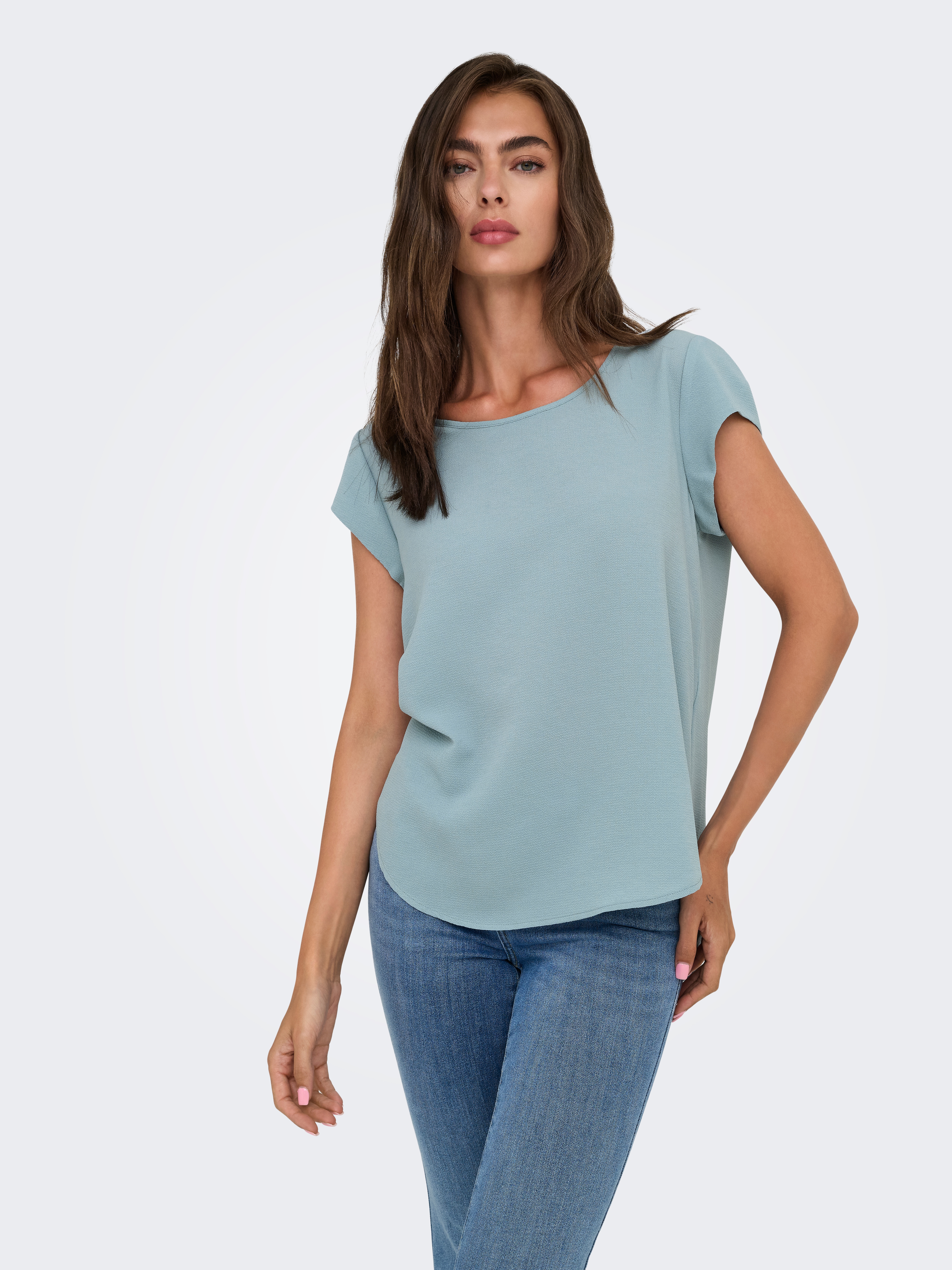 ONLY Kurzarmbluse "ONLVIC – feminines Blusenshirt in lockerer Form", regula günstig online kaufen