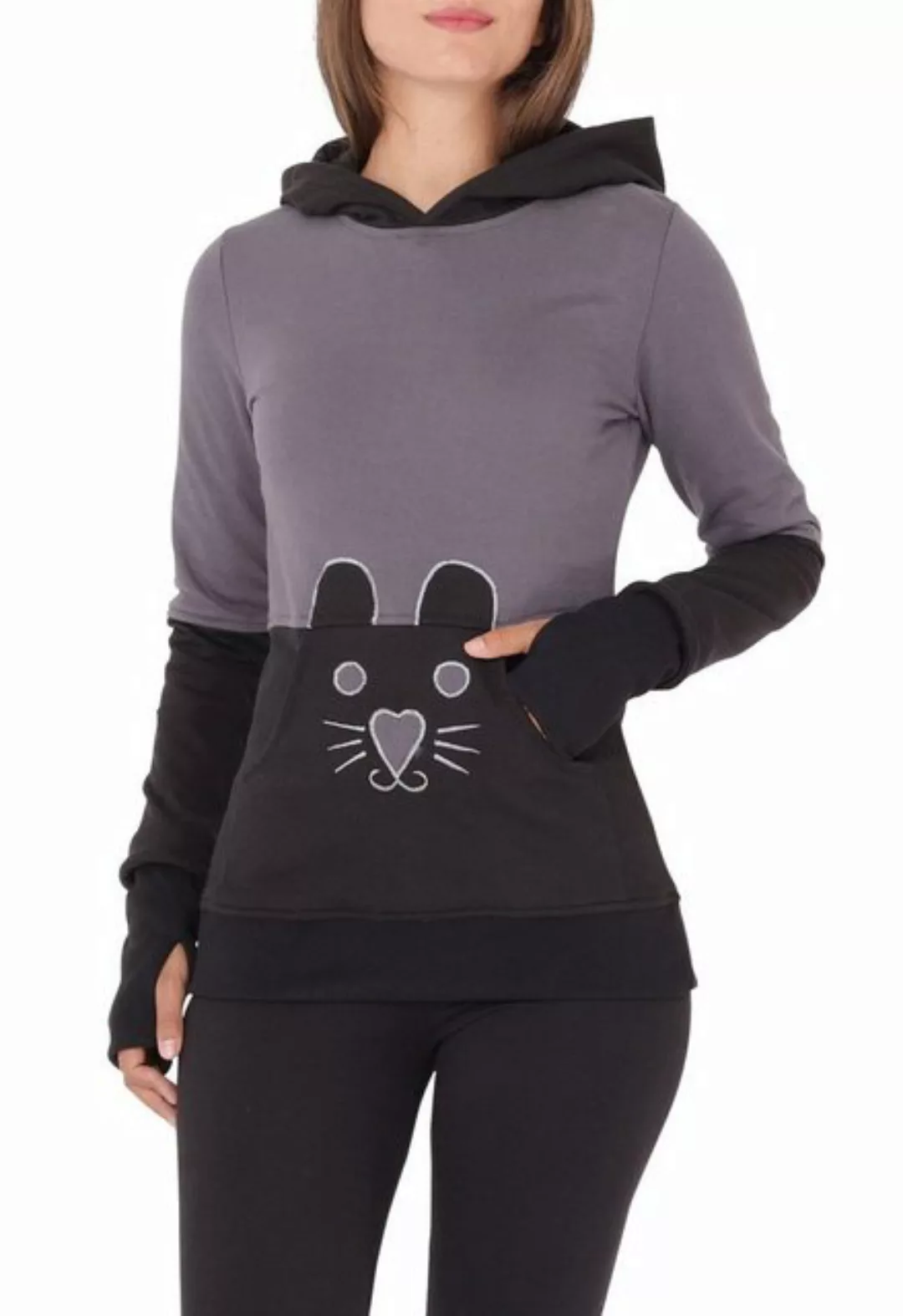 PUREWONDER Kapuzenpullover Hoodie mit Katze dr34 fürs ganze Jahr günstig online kaufen