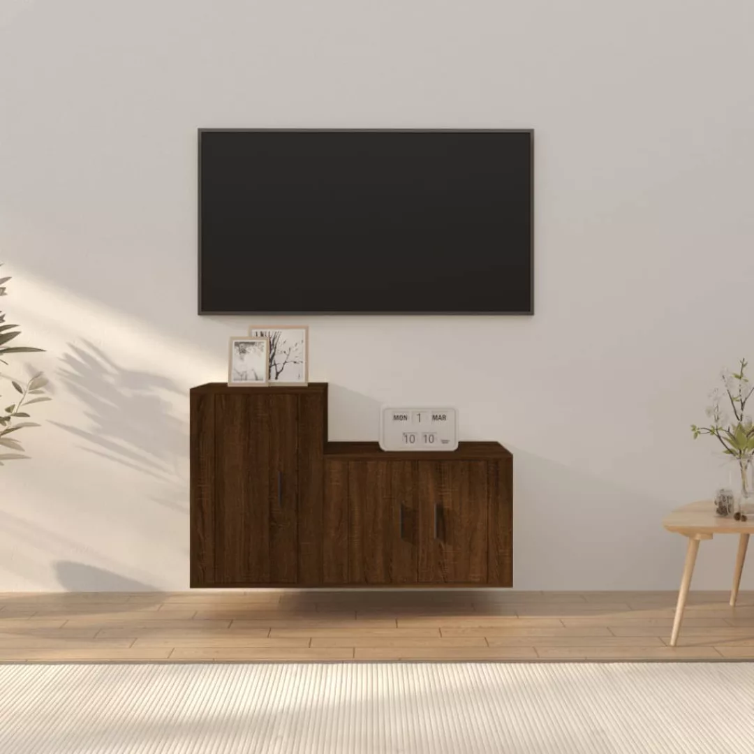 Vidaxl 2-tlg. Tv-schrank-set Braun Eichen-optik Holzwerkstoff günstig online kaufen
