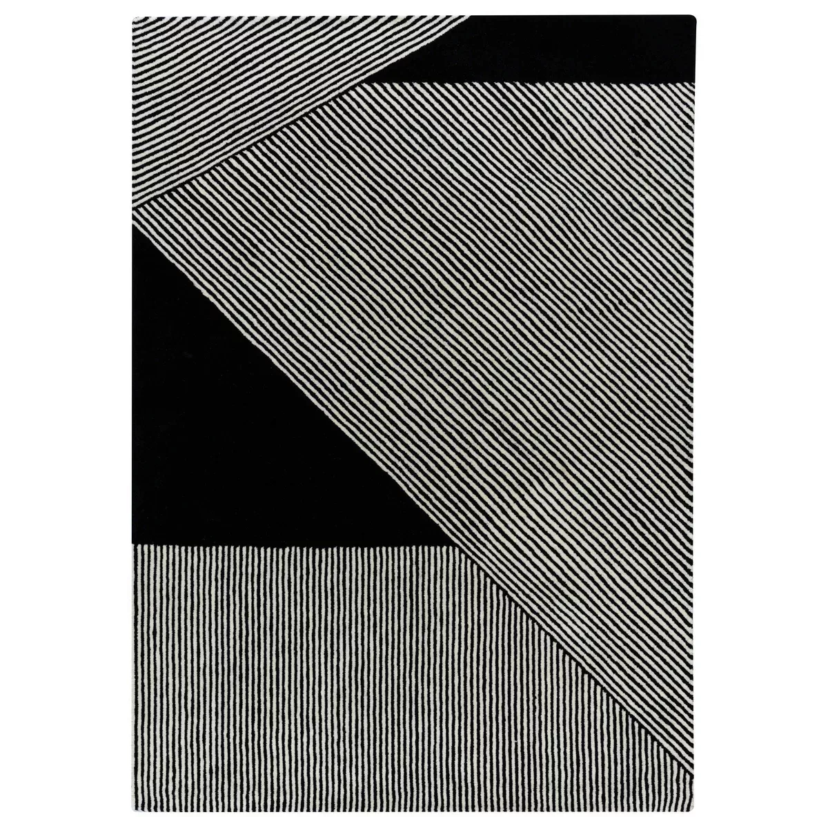Stripes Wollteppich schwarz 200 x 300cm günstig online kaufen