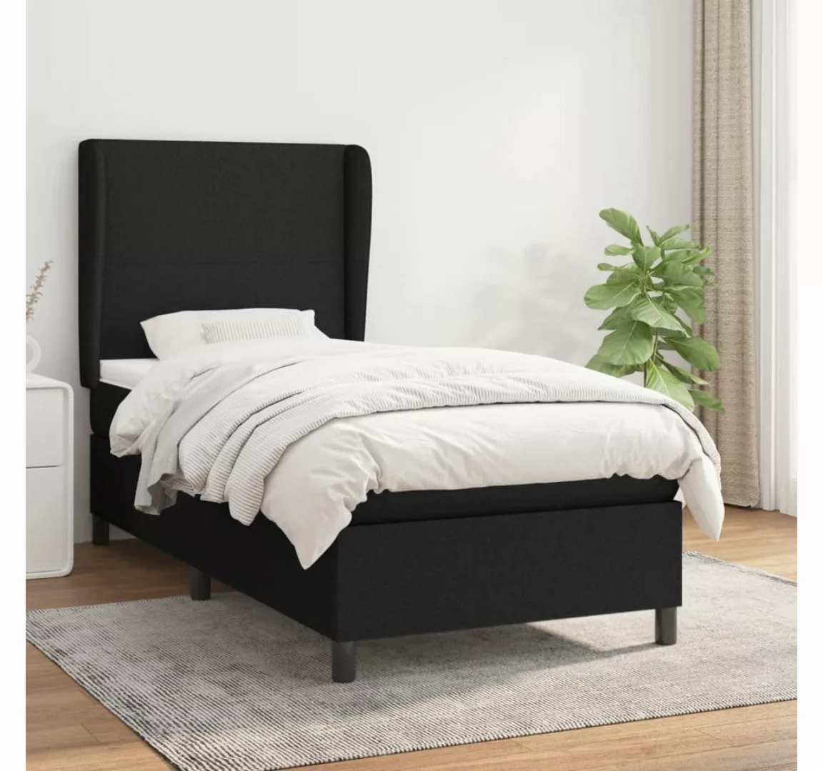 furnicato Bett Boxspringbett mit Matratze Schwarz 90x200 cm Stoff günstig online kaufen