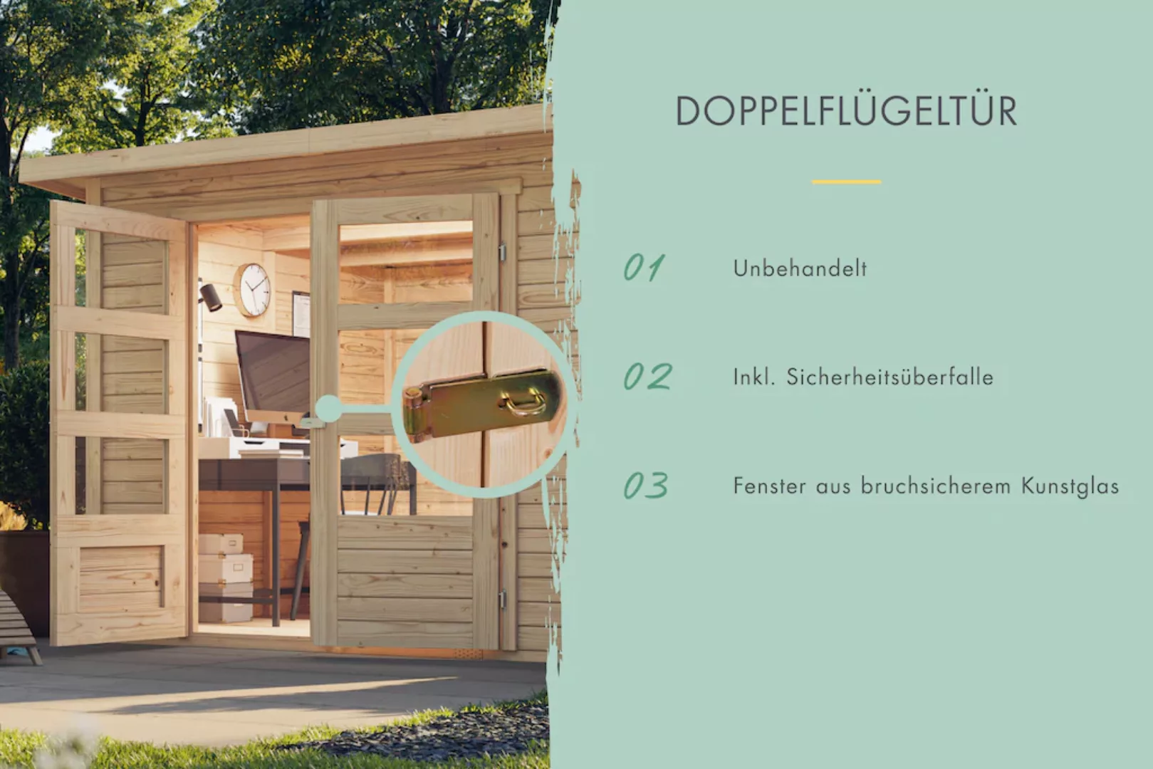 Karibu Gartenhaus "Multifunktionshaus Satteldach 1", naturbelassen oder ter günstig online kaufen