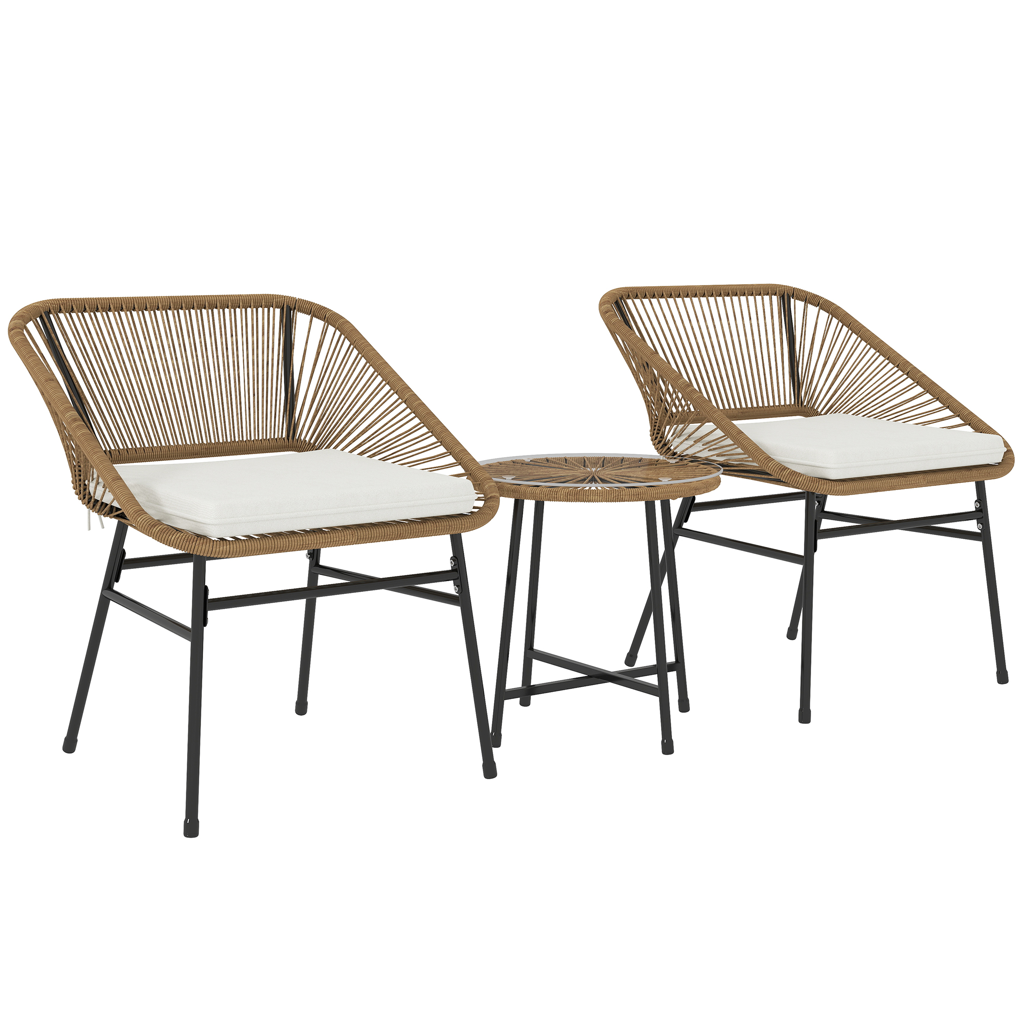 Outsunny Gartenmöbelset 3-teilig aus PE-Rattan und Stahl, 2 Stühle mit Kiss günstig online kaufen