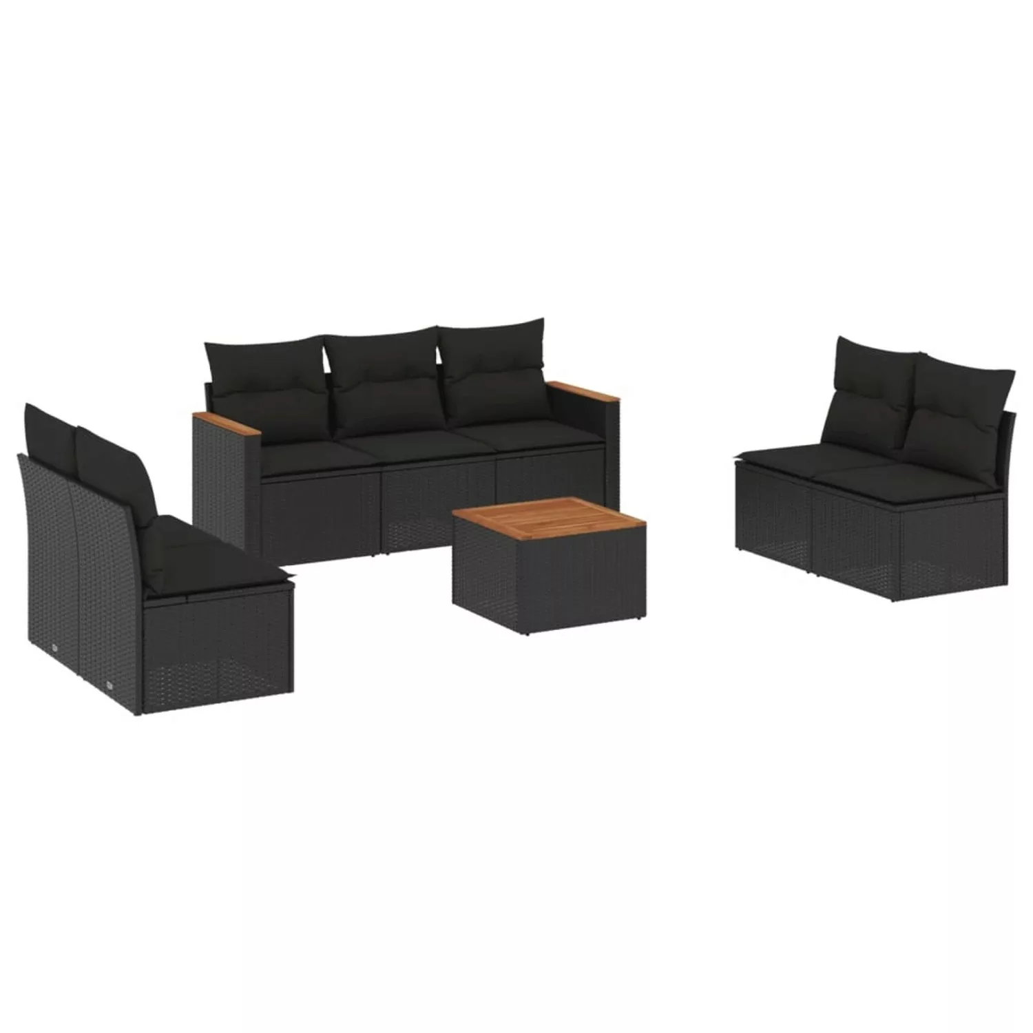 vidaXL 8-tlg Garten-Sofagarnitur mit Kissen Schwarz Poly Rattan Modell 93 günstig online kaufen