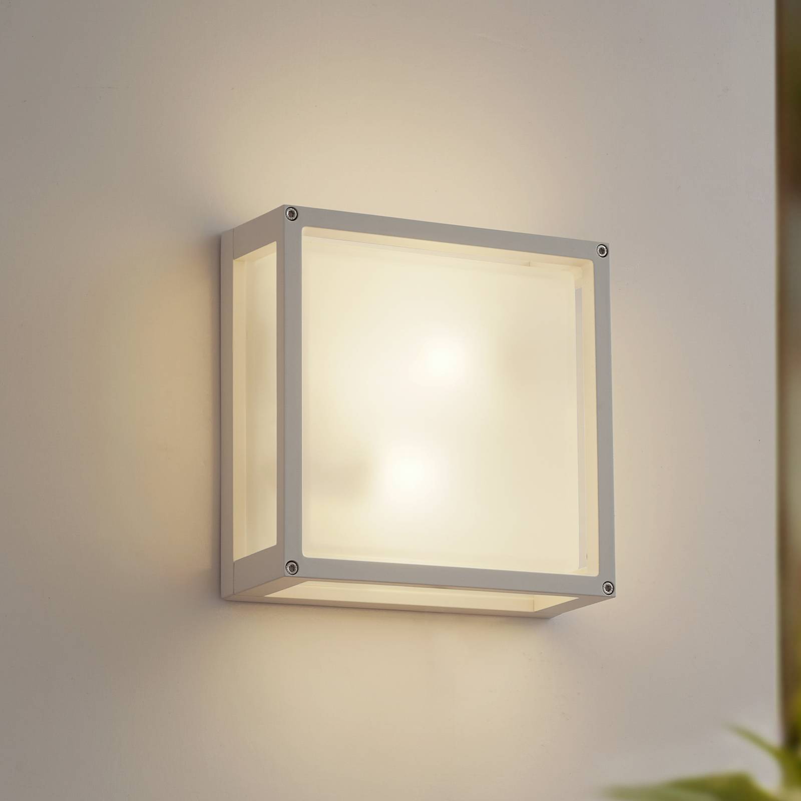 Lucande Außenwandlampe Aurelien, weiß, Sensor, 25 x 25 cm günstig online kaufen
