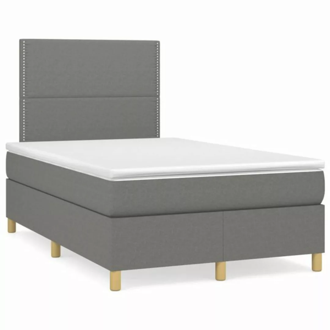 vidaXL Bettgestell Boxspringbett mit Matratze Dunkelgrau 120x200 cm Stoff B günstig online kaufen