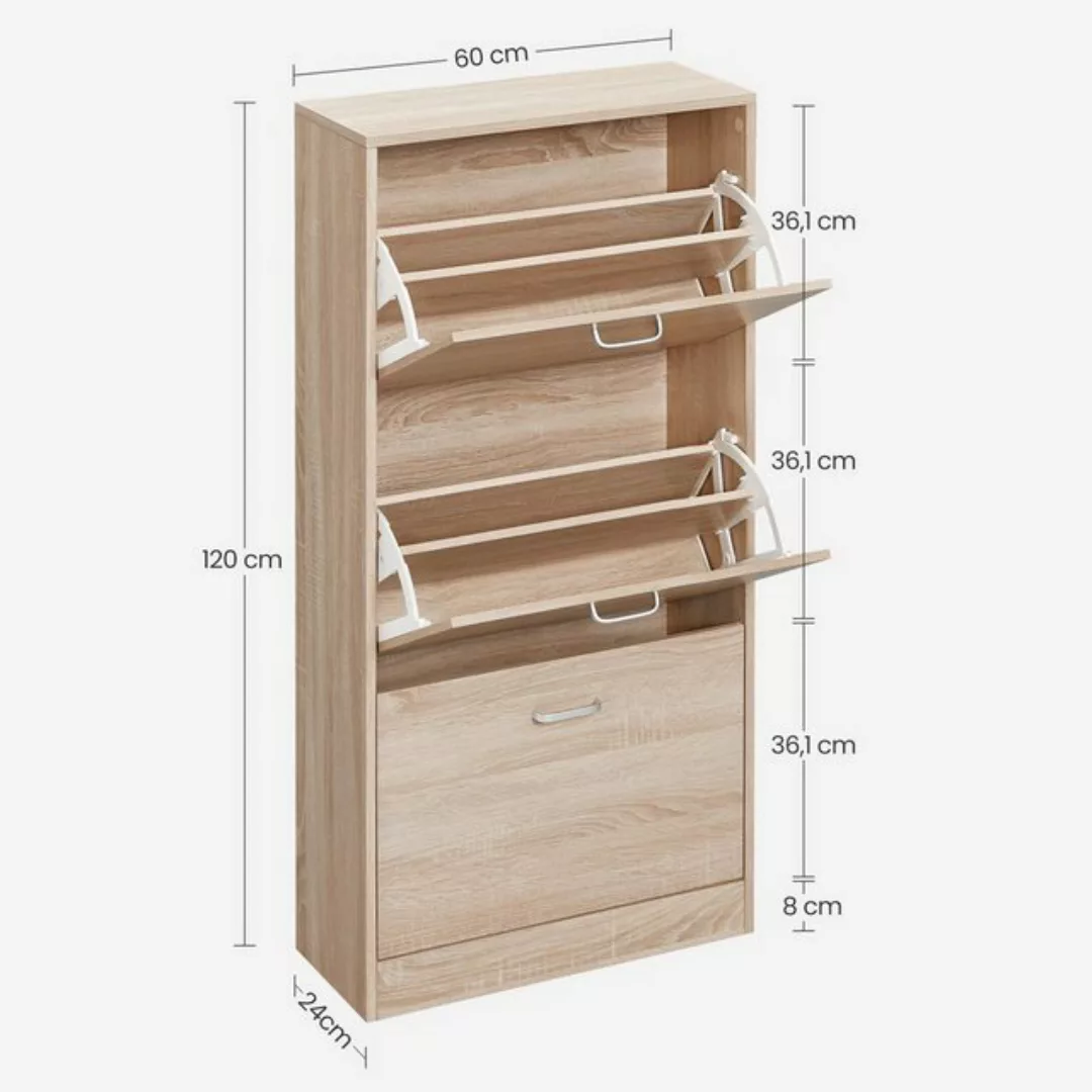 VASAGLE Schuhschrank Schuhregal perfekt für schmale Flure 60x24x120 cm günstig online kaufen