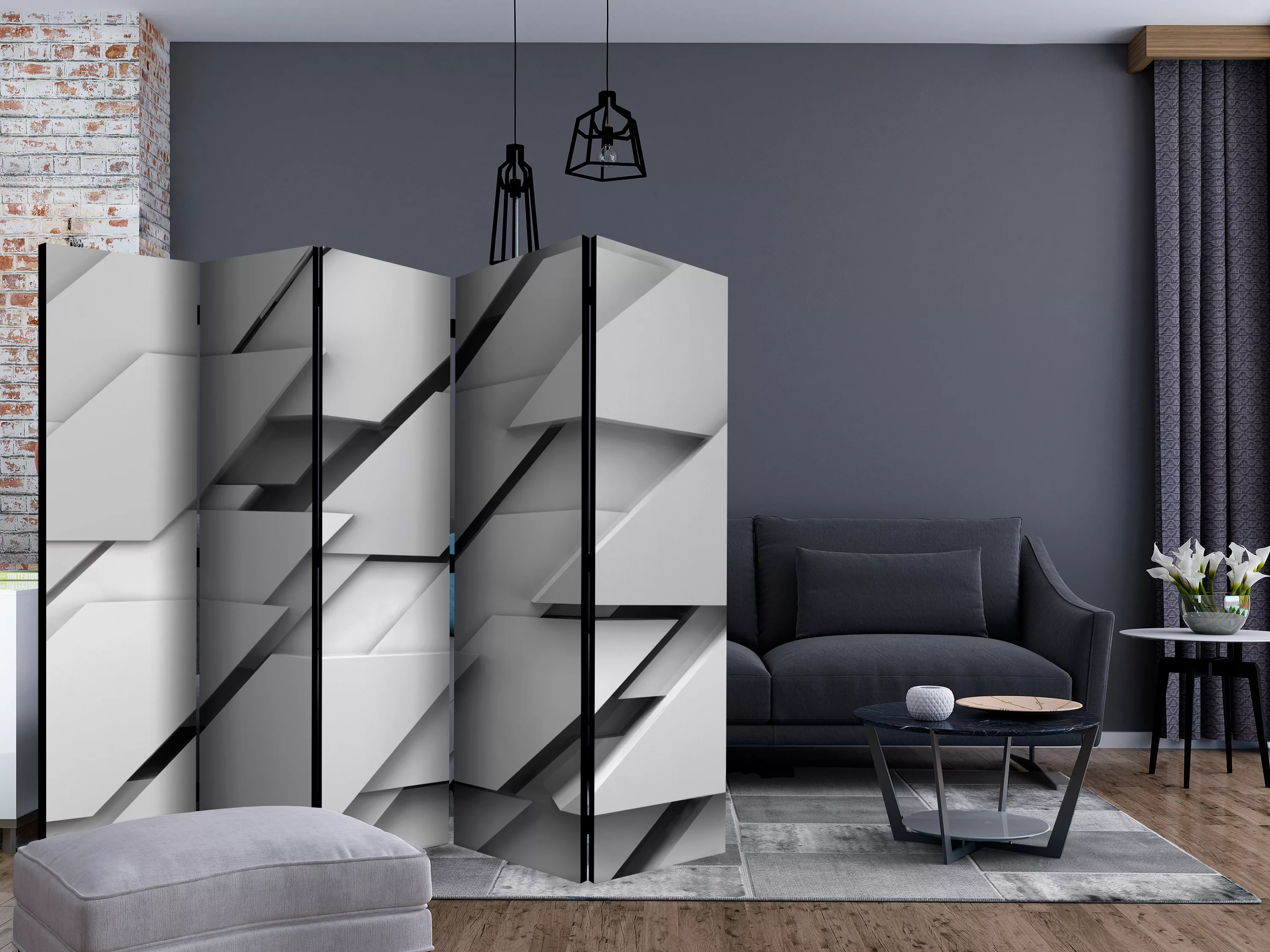 5-teiliges Paravent - The Edge Of Gray Ii [room Dividers] günstig online kaufen