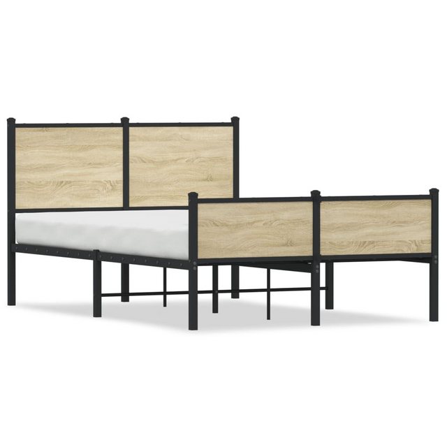 vidaXL Bett Metallbett ohne Matratze Sonoma-Eiche 120x190 cm günstig online kaufen