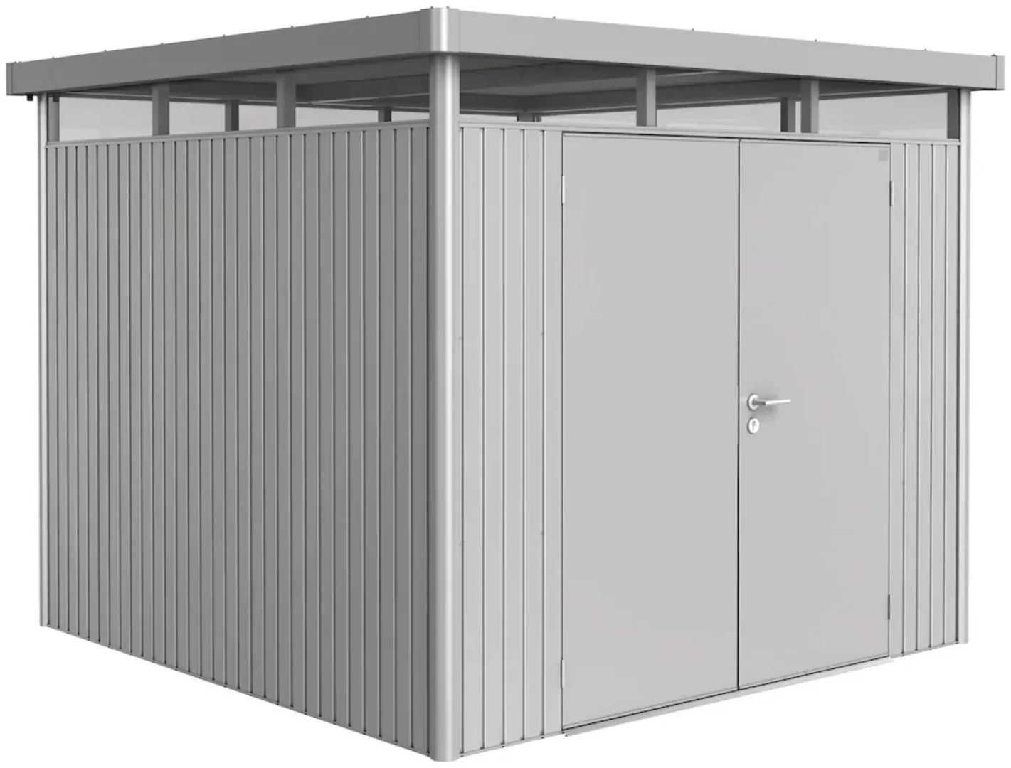 Biohort Metall-Gerätehaus HighLine Silber-Metallic 6,6 m² Doppeltür günstig online kaufen