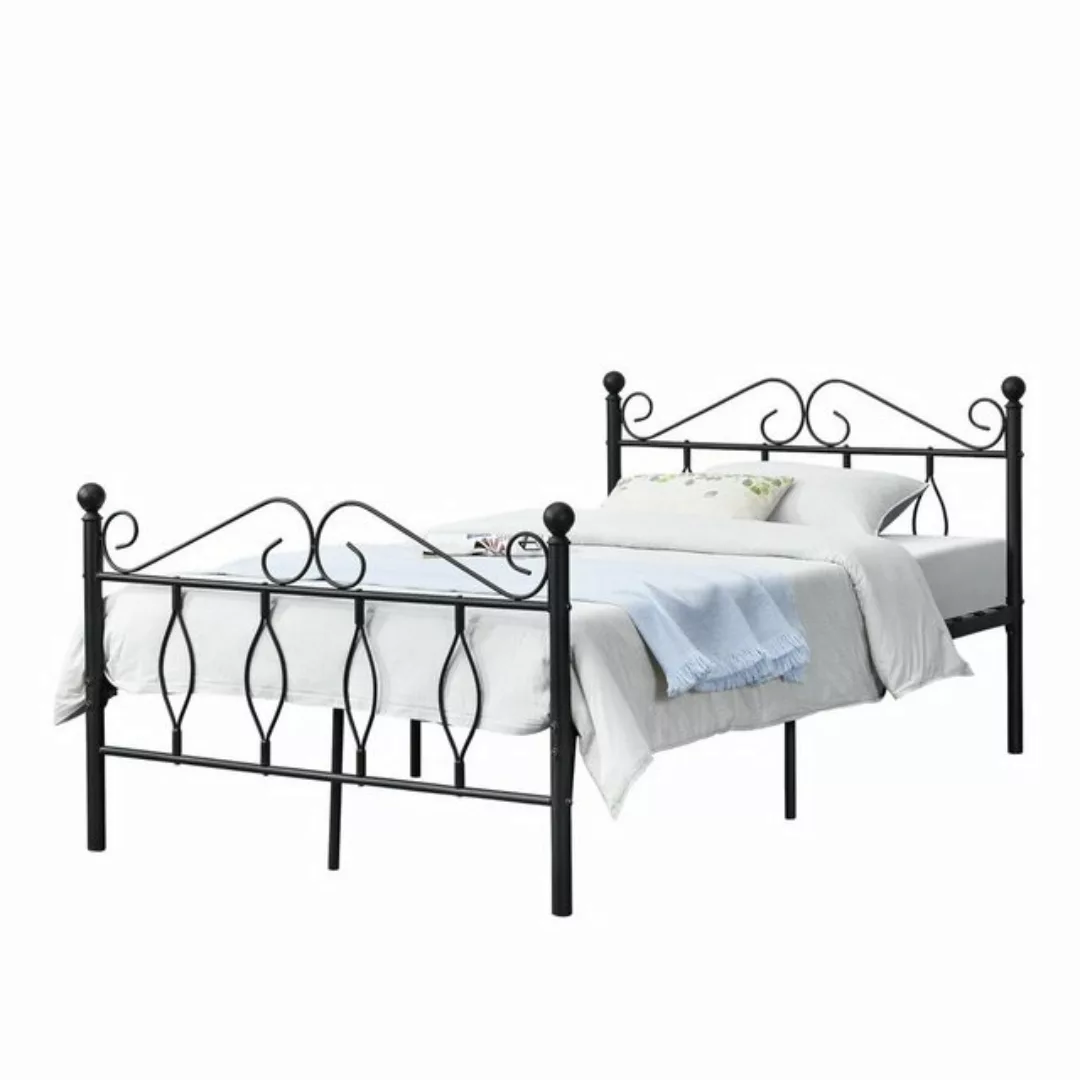 en.casa Metallbett, »Apolda« Metallbett mit Lattenrost schwarz 120x200 cm günstig online kaufen