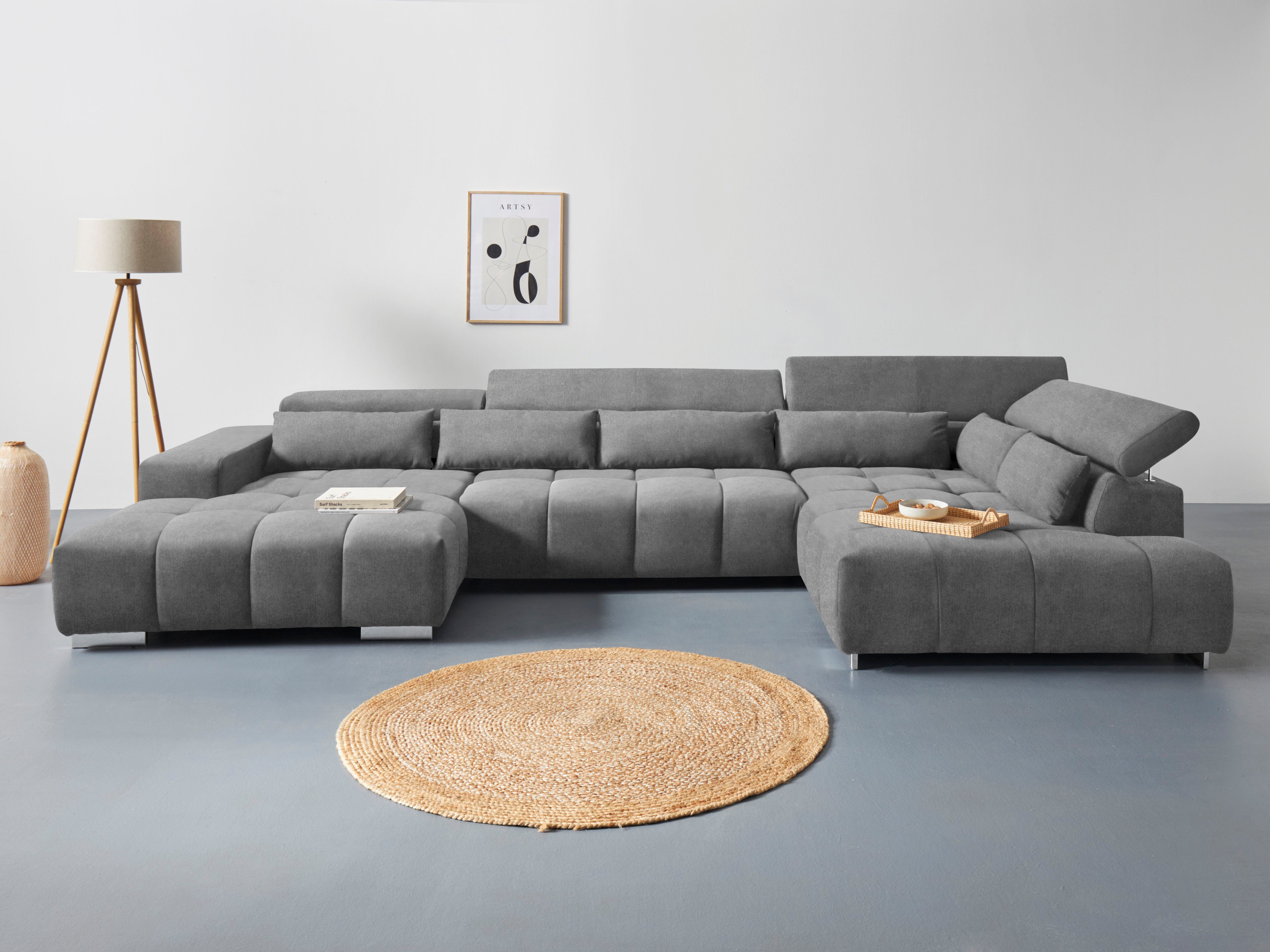 COTTA Wohnlandschaft "Orion U-Form", mit Kopfteilverstellung & 6 Nierenkiss günstig online kaufen