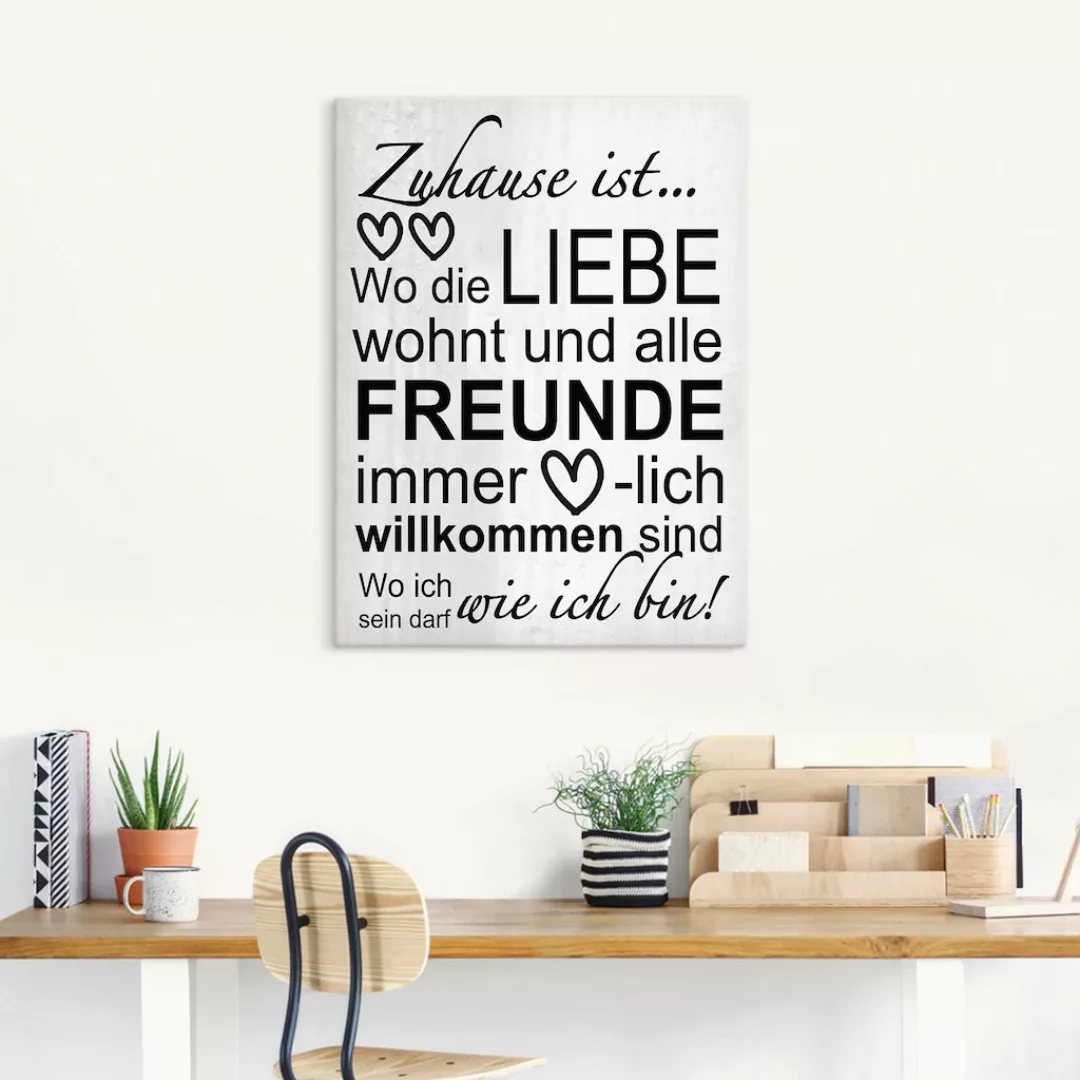 Artland Wandbild "Wo die Liebe wohnt", Sprüche & Texte, (1 St.), als Alubil günstig online kaufen