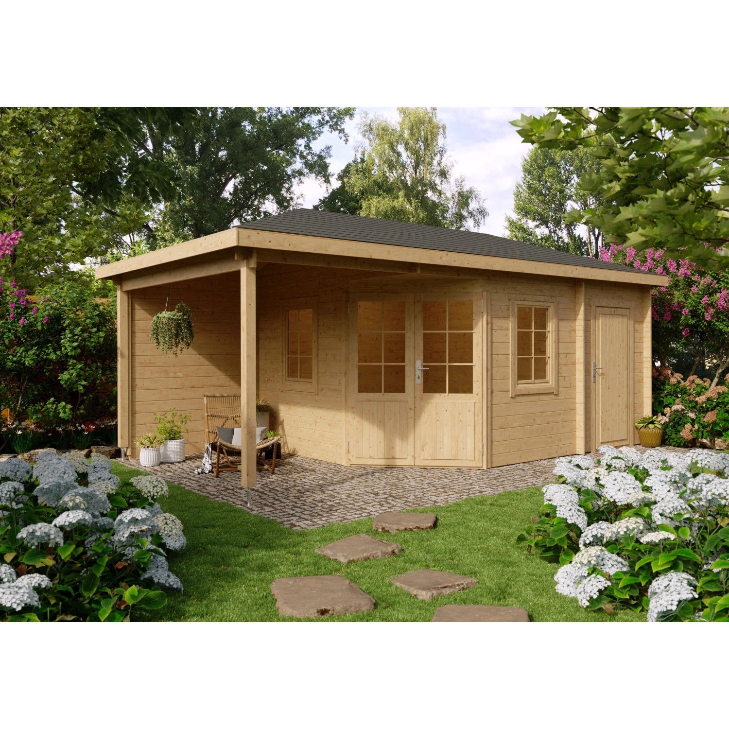 Fjordholz 5-Eck Gartenhaus Modell Evelyn 3E Farblos Imprägniert günstig online kaufen