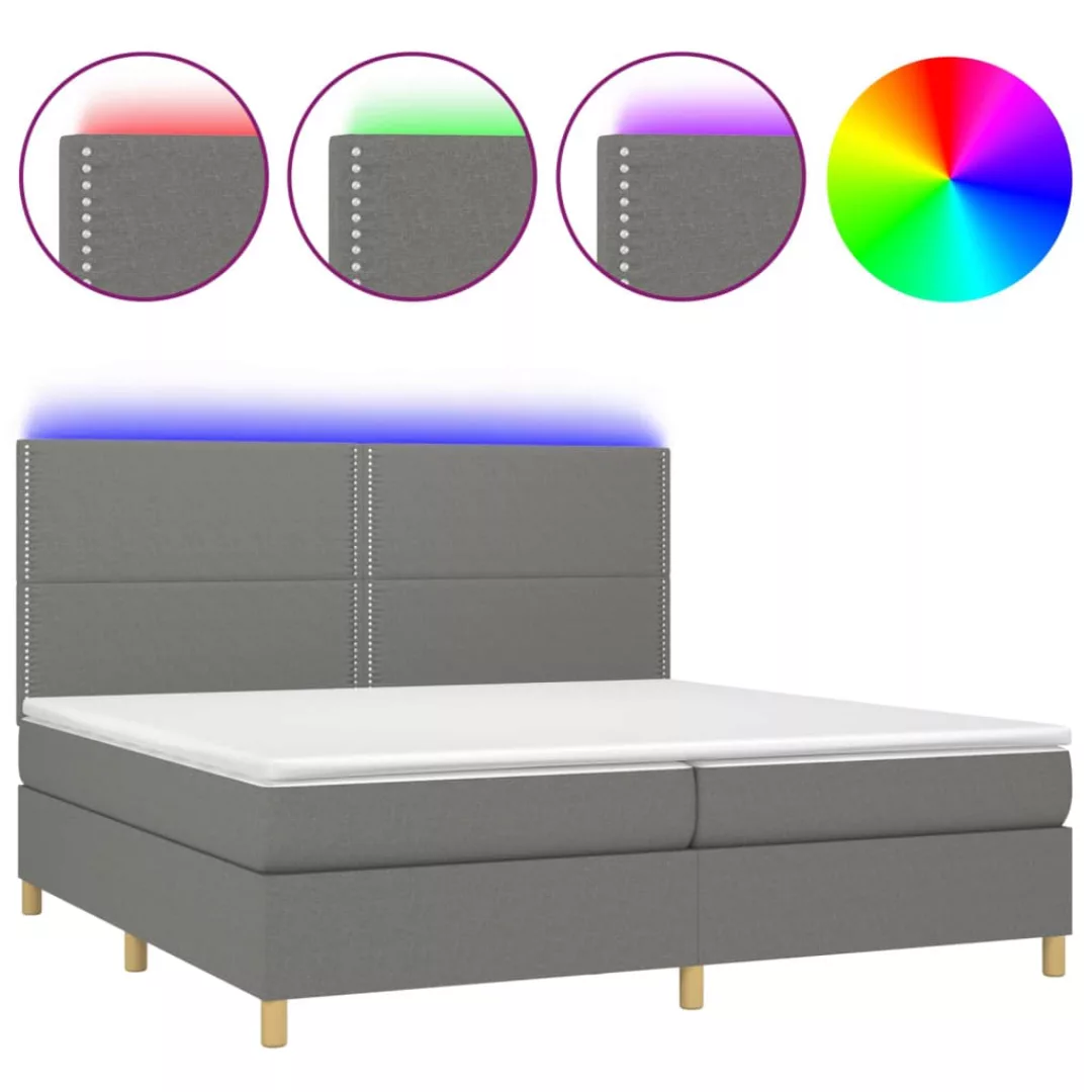 Vidaxl Boxspringbett Mit Matratze & Led Dunkelgrau 200x200 Cm Stoff günstig online kaufen