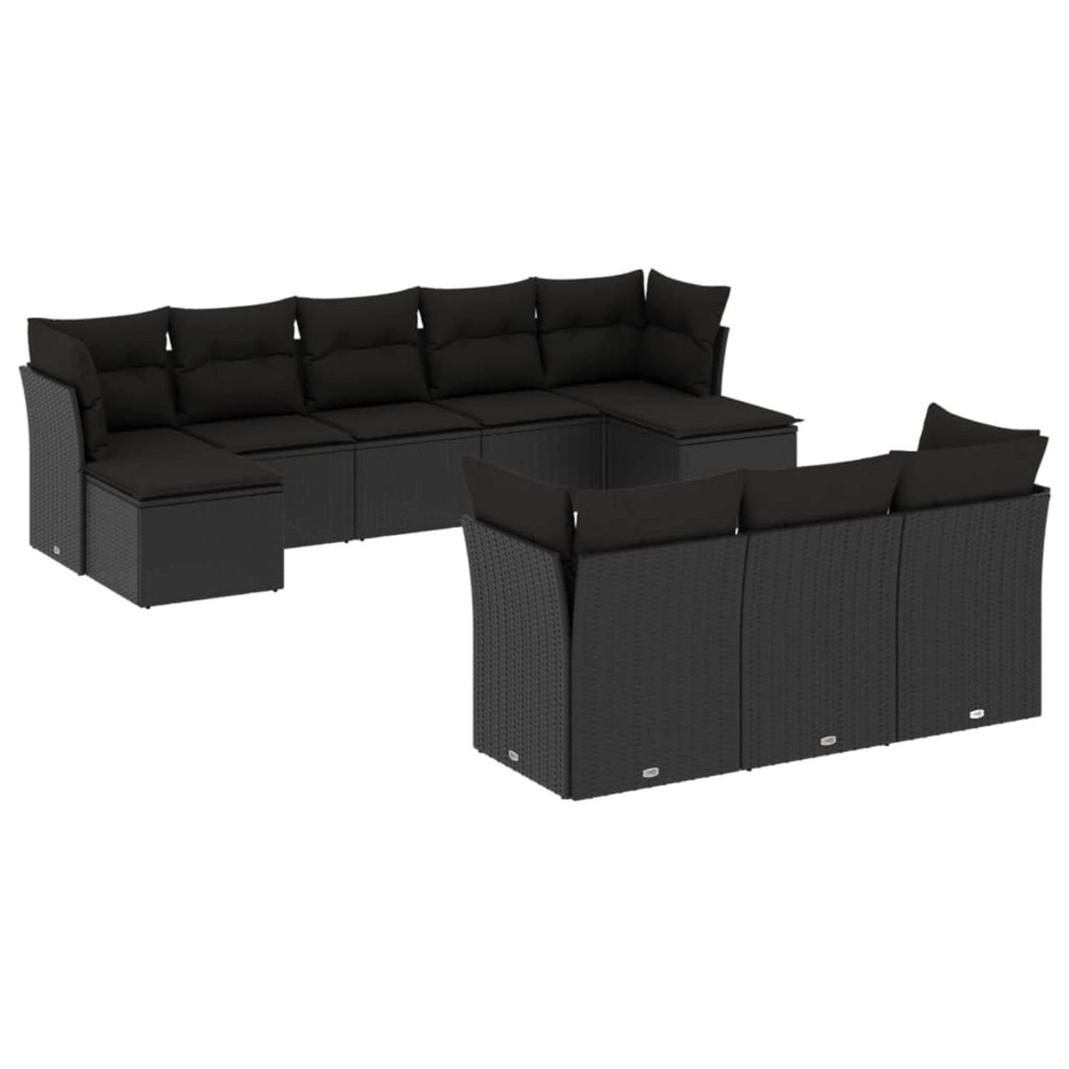 vidaXL 10-tlg Garten-Sofagarnitur mit Kissen Schwarz Poly Rattan Modell 20 günstig online kaufen