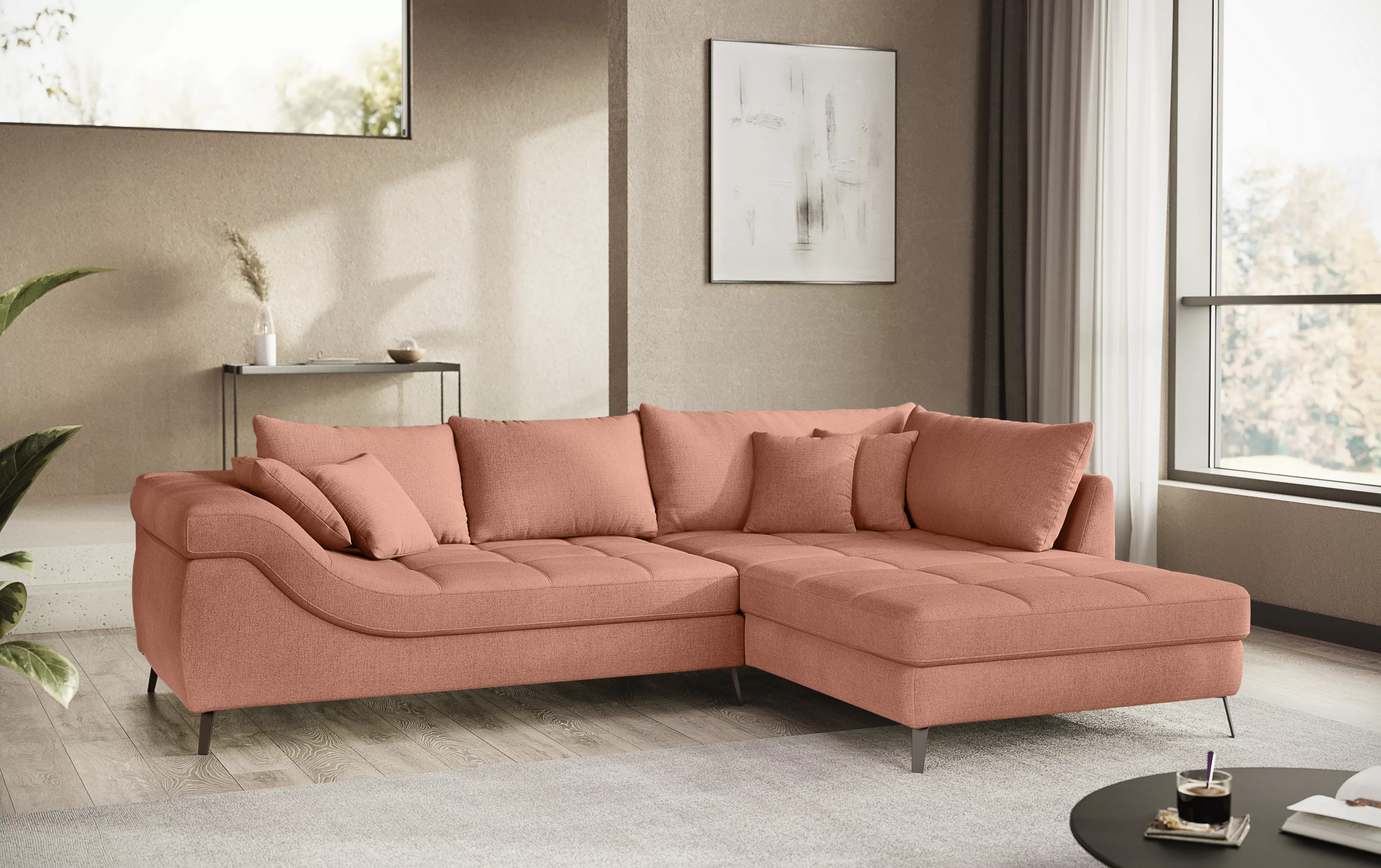 Mr. Couch Ecksofa "Portofino L-Form", 4 Bezugsqualitäten, 13,5 cm hohe Meta günstig online kaufen