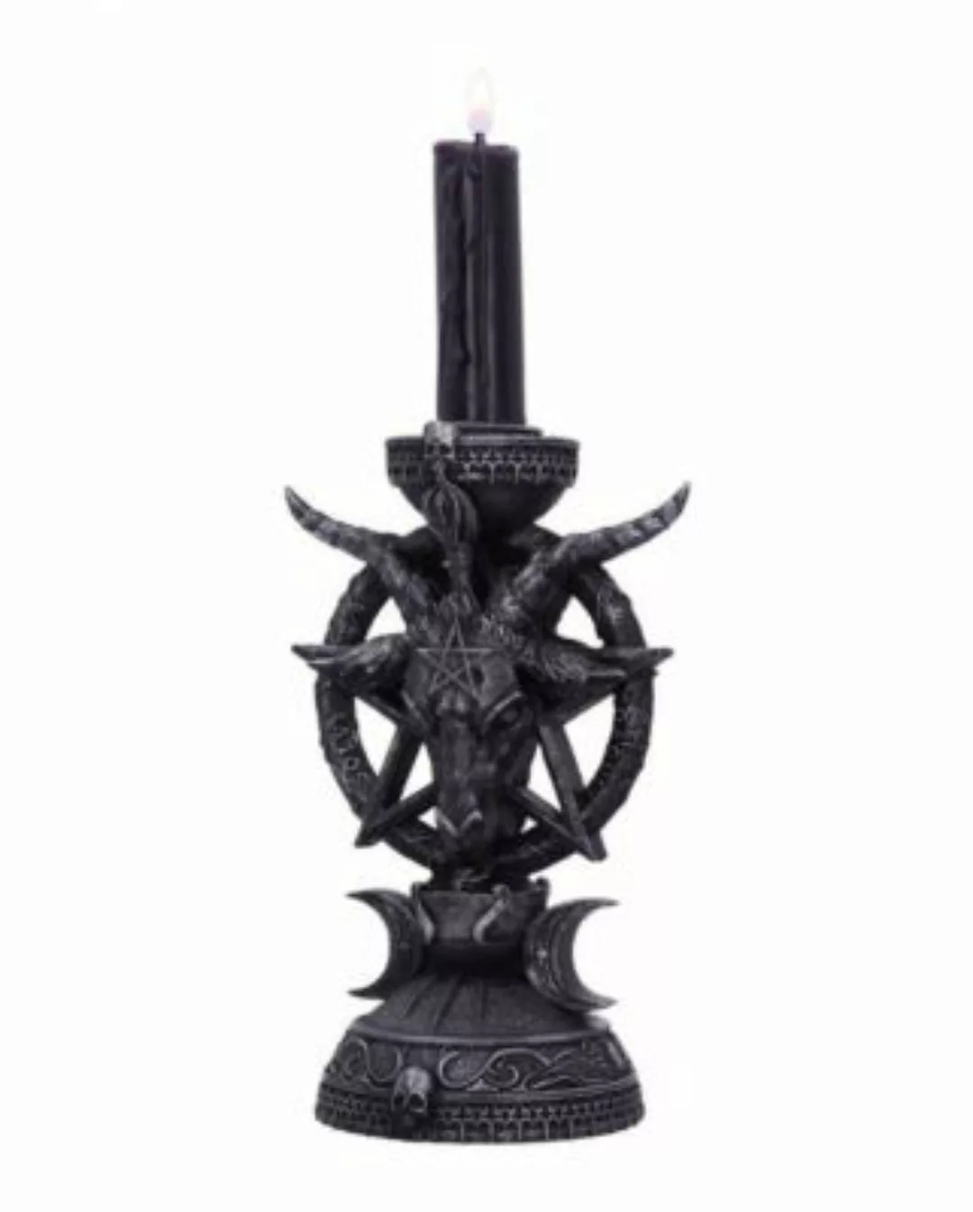 Gothic Kerzenhalter mit Baphomet Motiv Dekofiguren schwarz günstig online kaufen