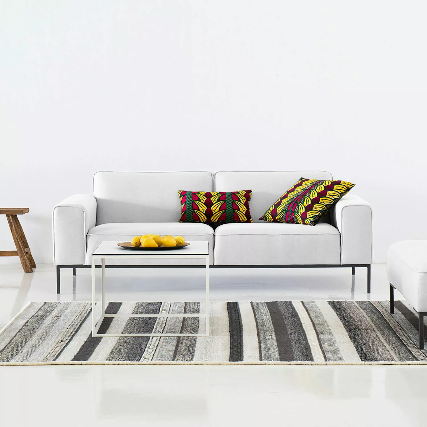 home24 Studio Copenhagen Sofa Ampio 3-Sitzer Weiß Webstoff 205x77x93 cm günstig online kaufen