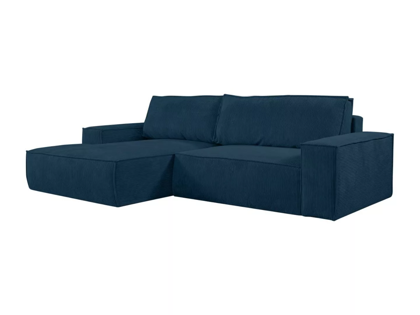 Ecksofa mit Schlaffunktion - Cord - Blau - Ecke Links - AMELIA günstig online kaufen