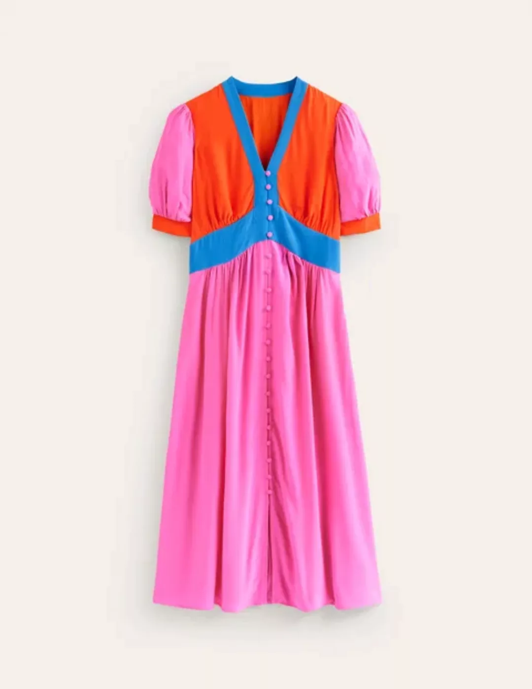 Elsa Midi-Teekleid Damen Boden, Sangria Sunset Pink Blockfarben günstig online kaufen