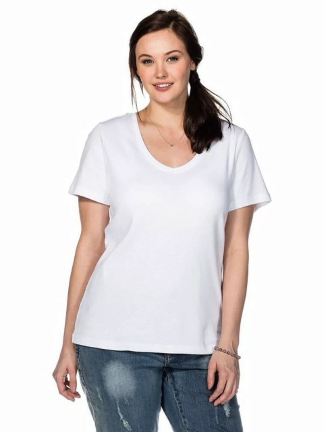 Sheego T-Shirt Große Größen aus fein gerippter Qualität günstig online kaufen