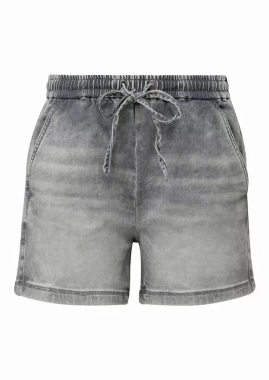 QS Shorts Jeans-Short / Mid Rise / Elastikbund Label-Patch günstig online kaufen