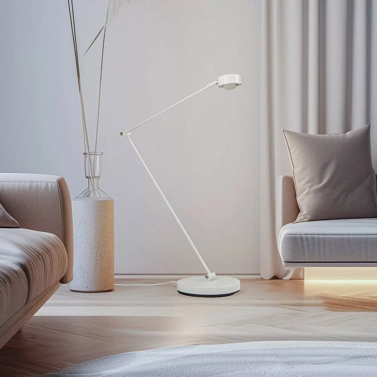 Lindby Stehlampe Jyla, weiß, Linse, 4200K, GX53, Eisen günstig online kaufen