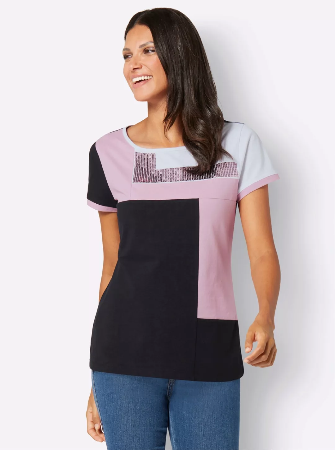 Classic Basics Paillettenshirt "Rundhals-Shirt", (1 tlg.) günstig online kaufen