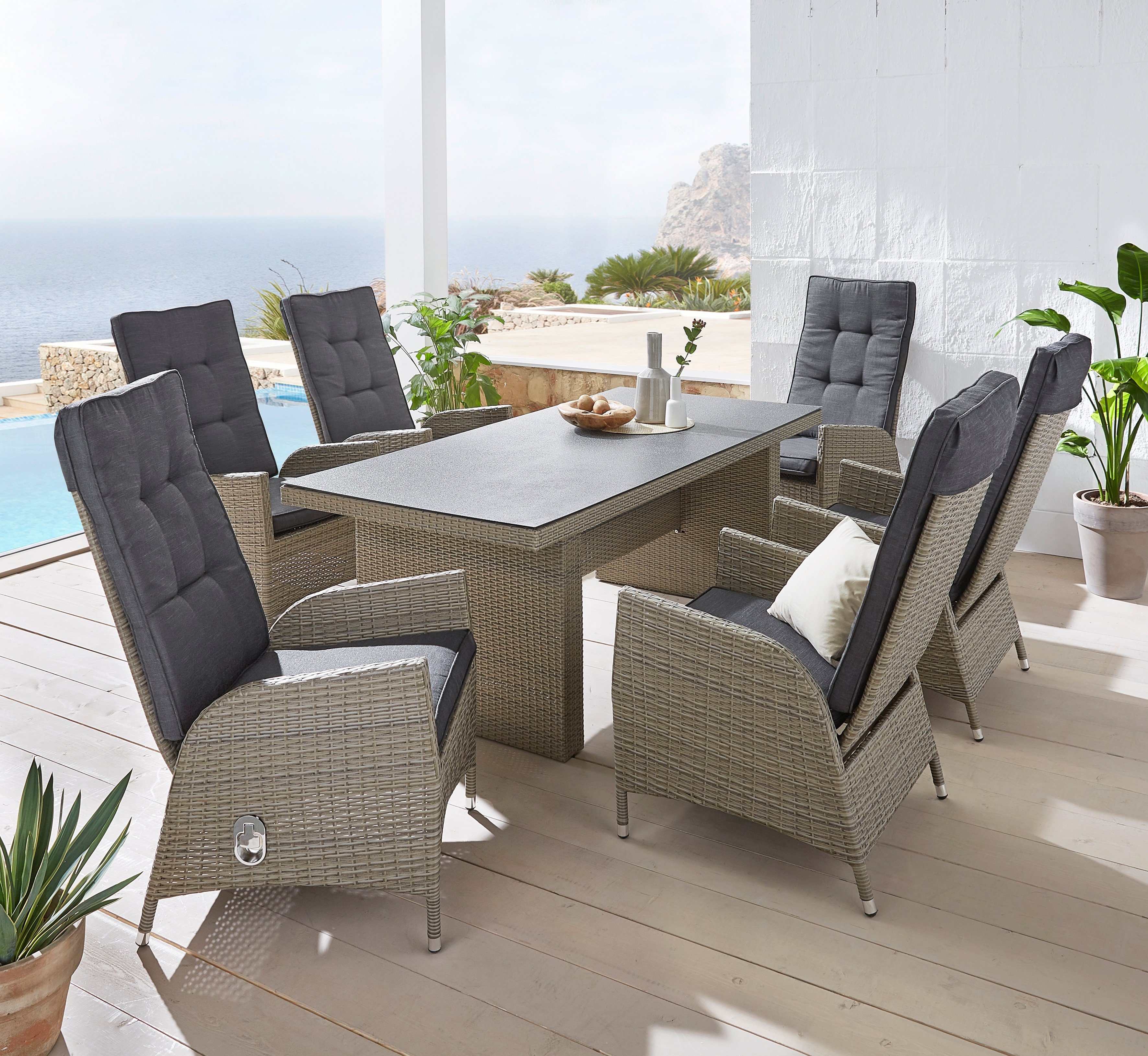 KONIFERA Garten-Essgruppe Brisbane, (Set, 13-tlg., 6 günstig online kaufen