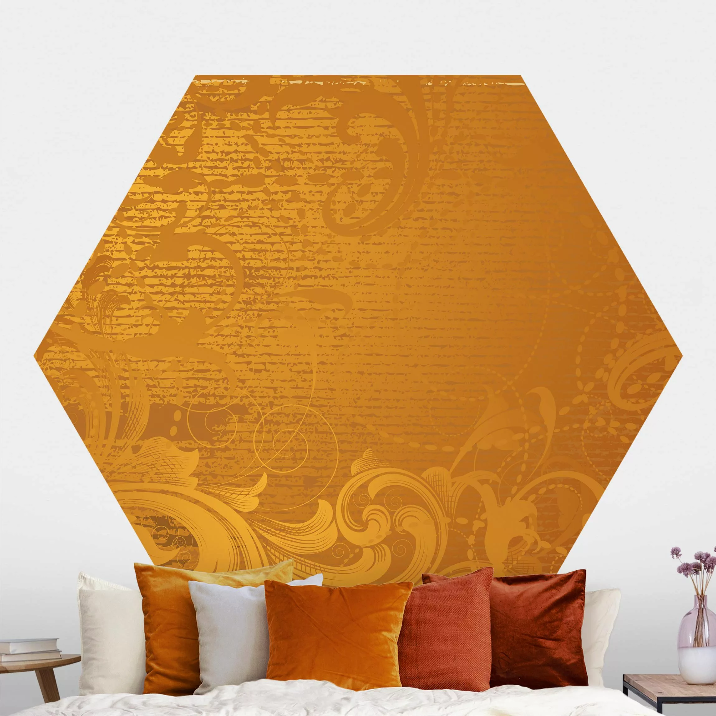 Hexagon Mustertapete selbstklebend Goldener Barock günstig online kaufen