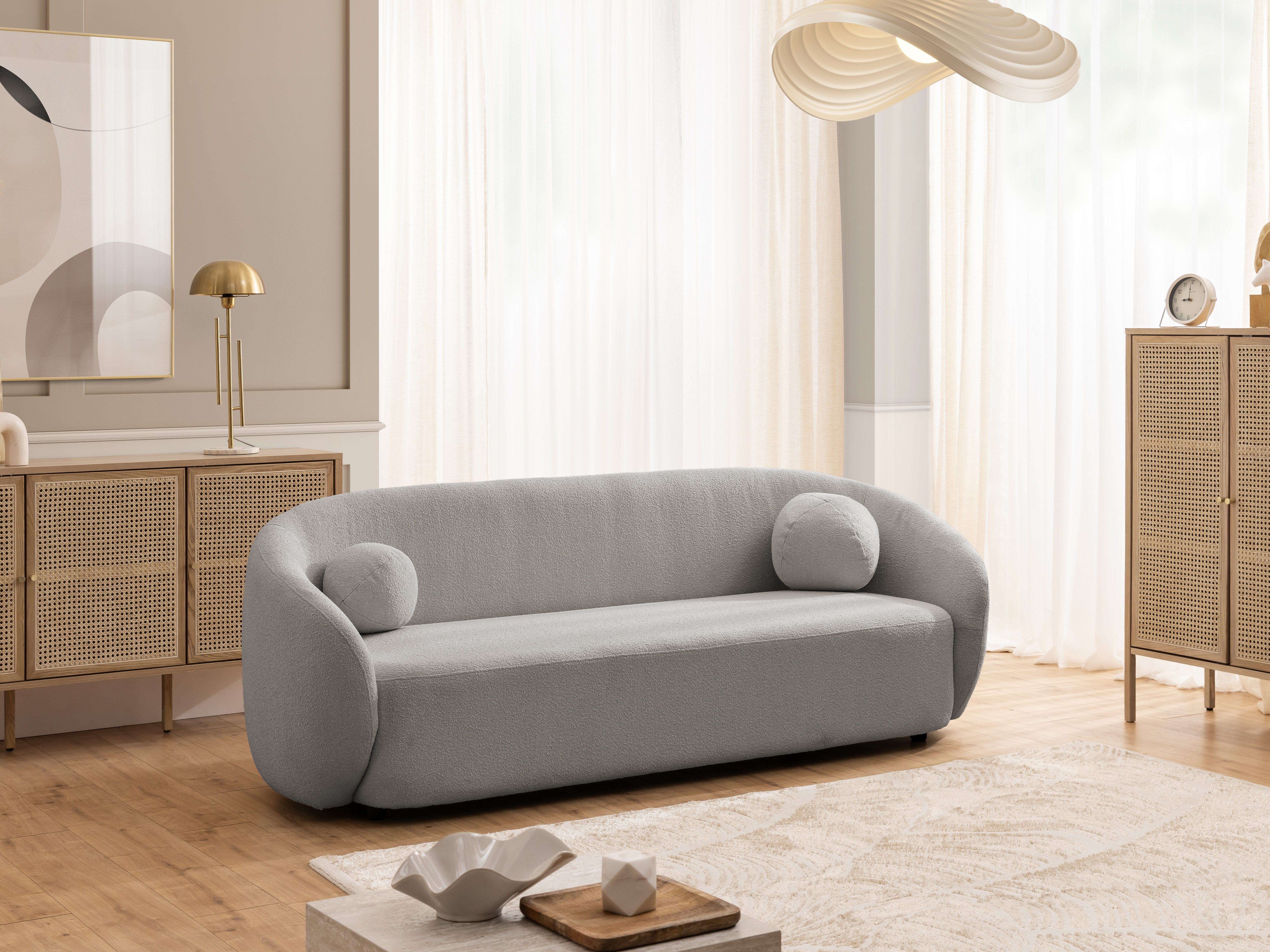 S-Style Möbel Polstergarnitur 3+2 Roundi, Bouclé, günstig online kaufen