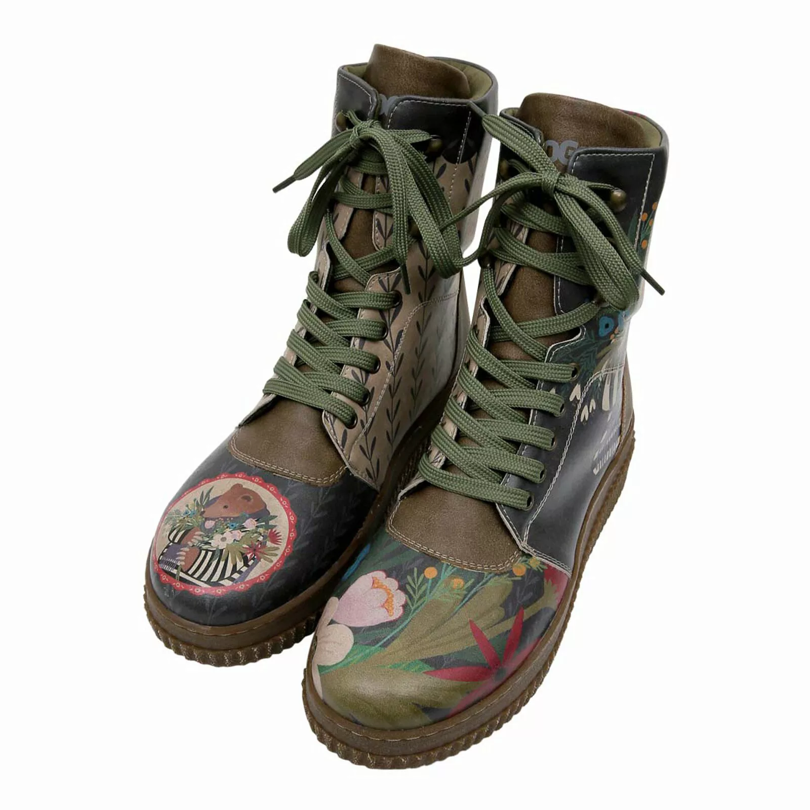 DOGO Schnürboots "Damen Future Boots Bear and Flowers Vegan Damen Boots / f günstig online kaufen