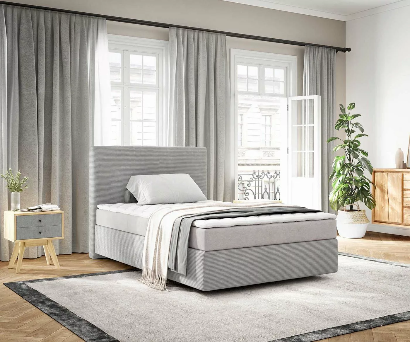 DELIFE Boxspringbett Dream-Well, Cord Silbergrau 120x200 cm mit Matratze un günstig online kaufen