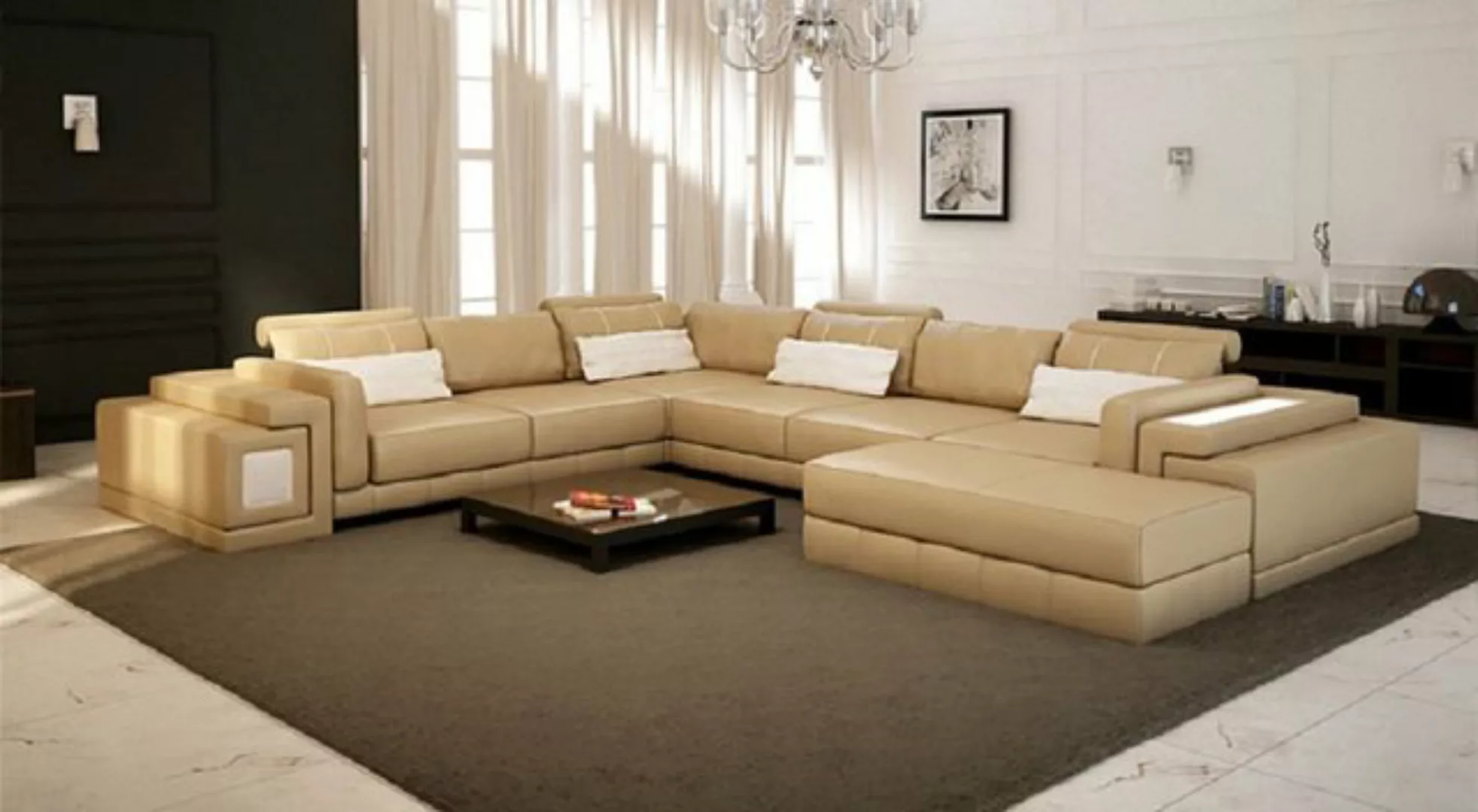 JVmoebel Ecksofa, Ledersofa U-Form Couch Wohnlandschaft Ecksofa Design Mode günstig online kaufen