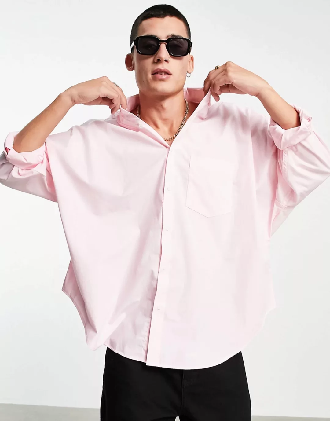 ASOS DESIGN – Dad-Hemd mit weitem Oversize-Schnitt in Pastellrosa günstig online kaufen