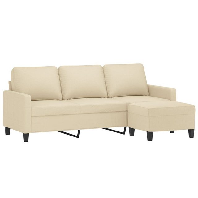 vidaXL Sofa 3-Sitzer-Sofa mit Hocker Creme 180 cm Stoff günstig online kaufen