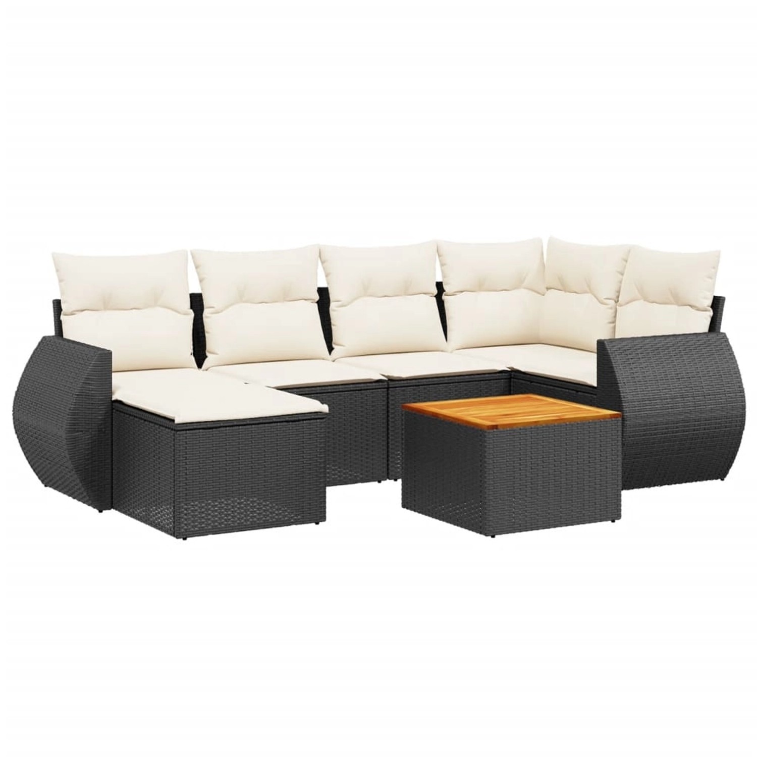 vidaXL 7-tlg Garten-Sofagarnitur mit Kissen Schwarz Poly Rattan Modell 236 günstig online kaufen