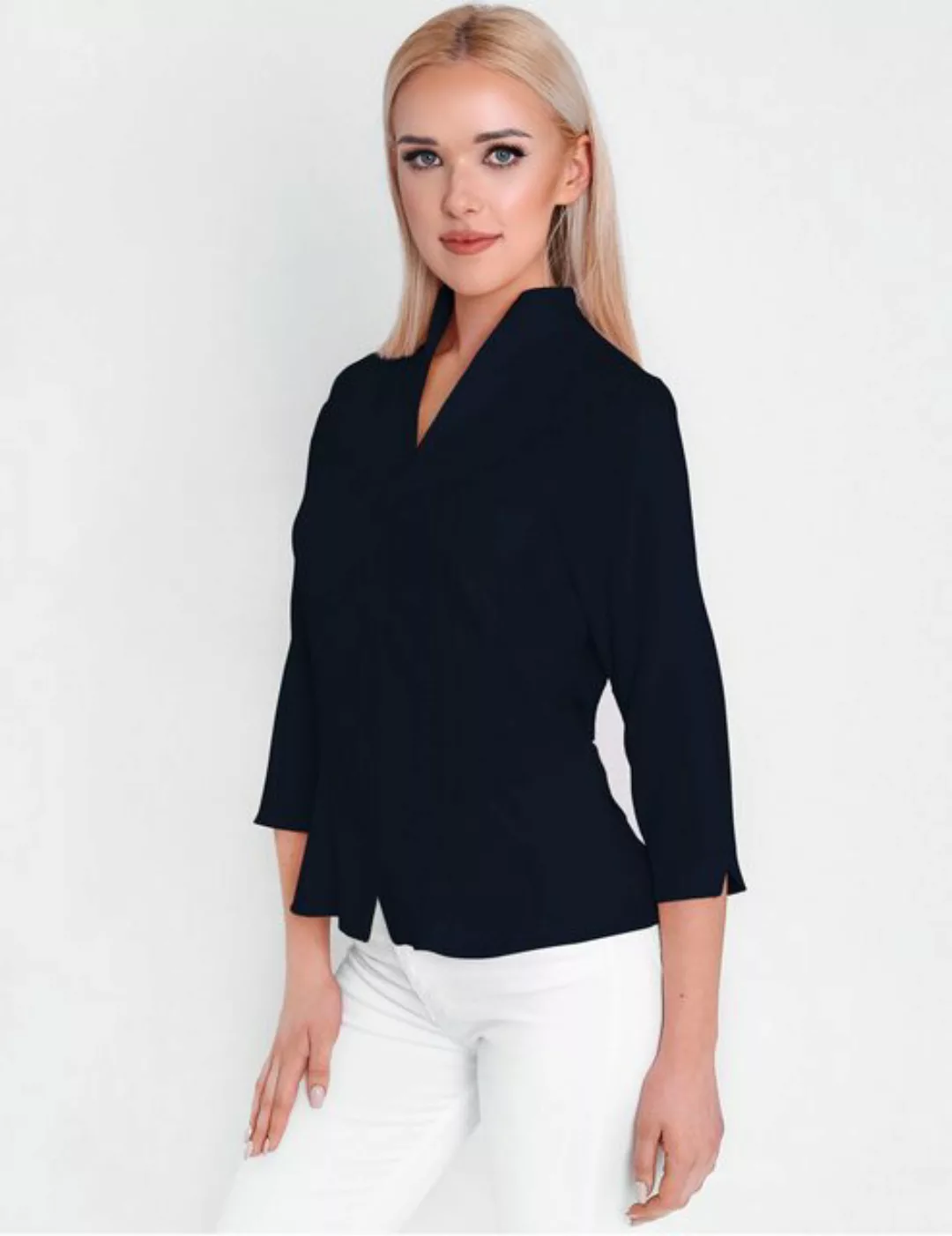 HEVENTON Klassische Bluse 3/4-Ärmel, Business-Bluse mit Kelchkragen, bügell günstig online kaufen