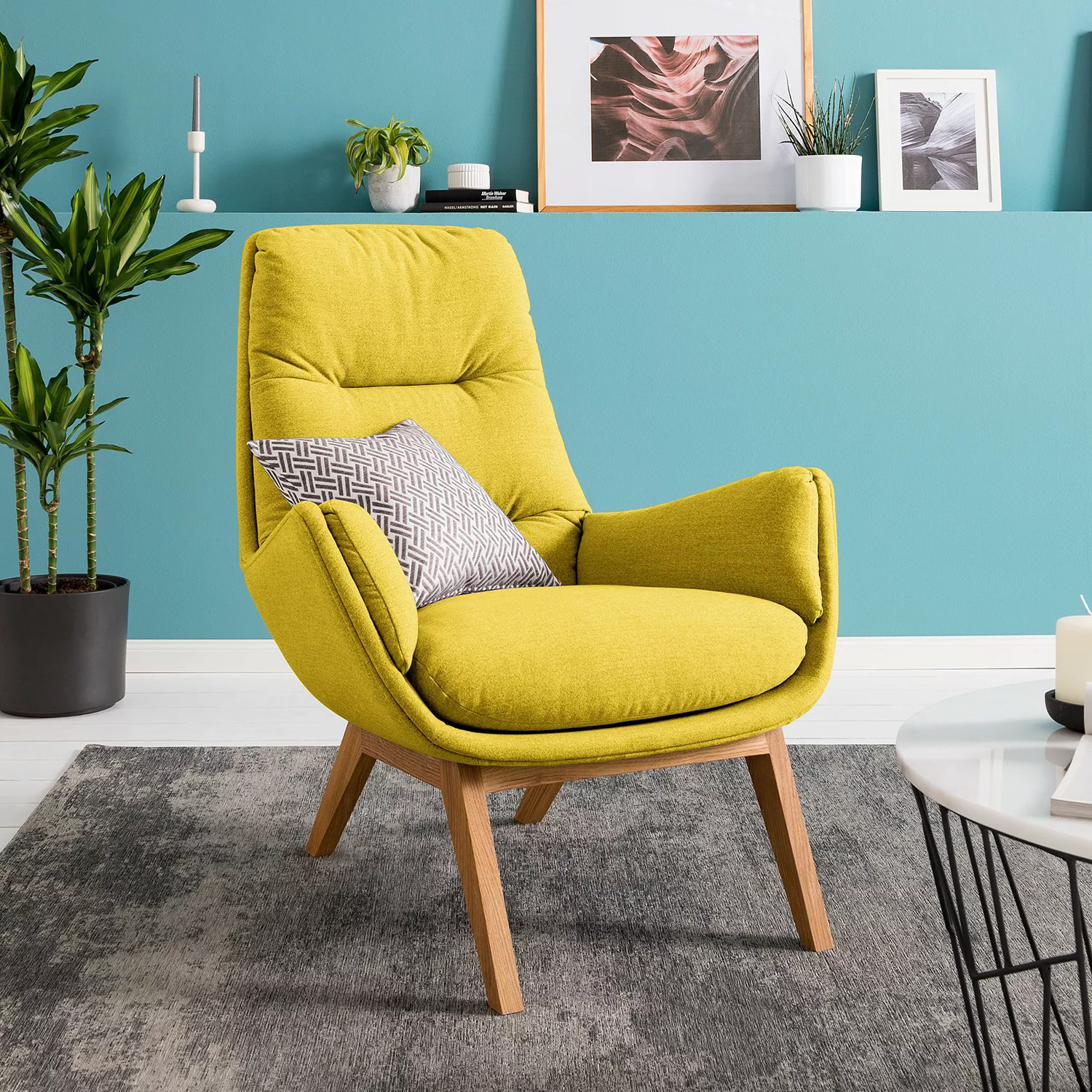 home24 Studio Copenhagen Sessel Garbo I Gelb Webstoff 83x94x97 cm (BxHxT) günstig online kaufen