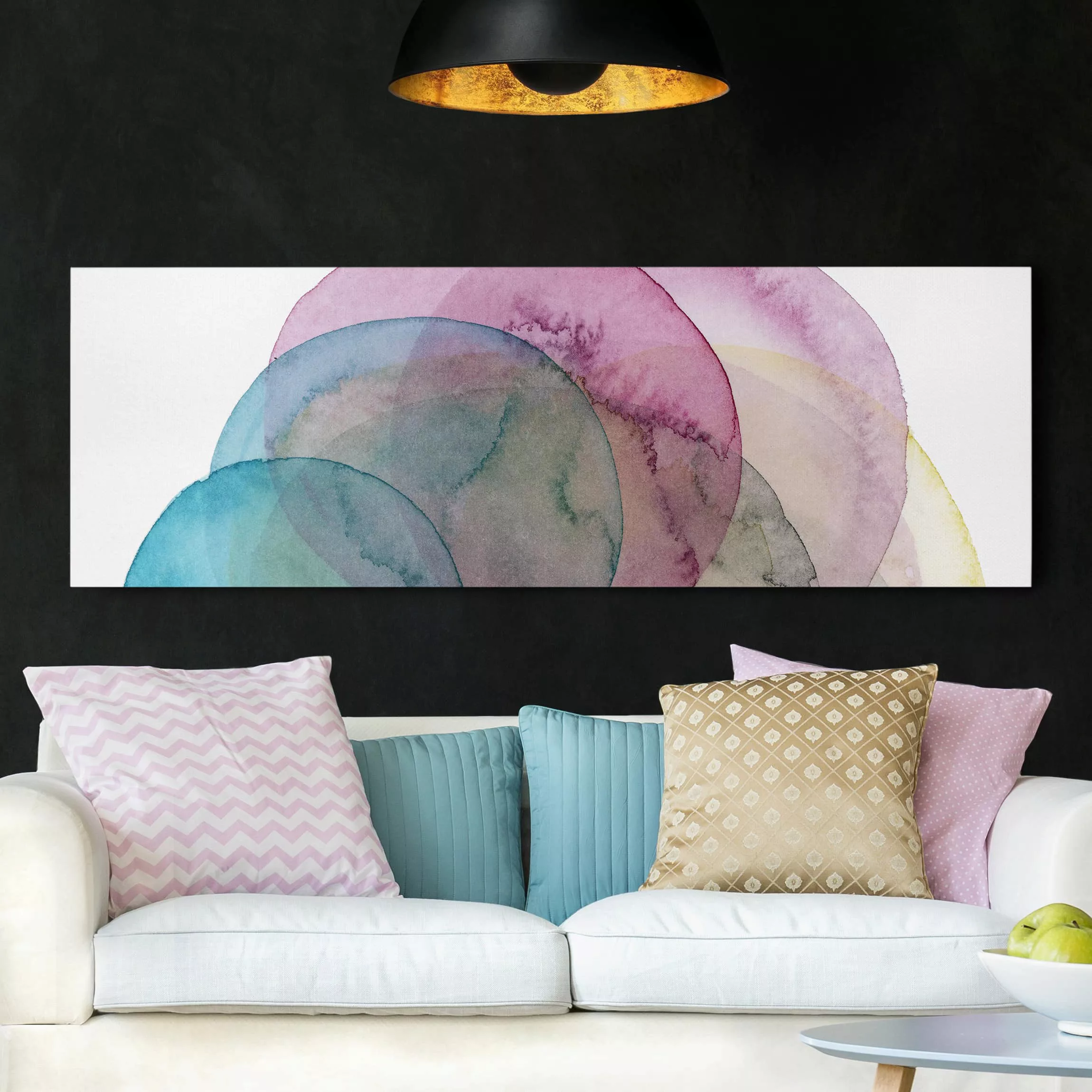 Leinwandbild Abstrakt - Panorama Urknall - rosa günstig online kaufen