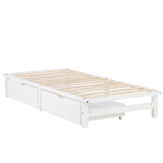 Homestyle4u Holzbett Einzelbett 90x200 mit Bettkasten 2er Set Rollrost günstig online kaufen