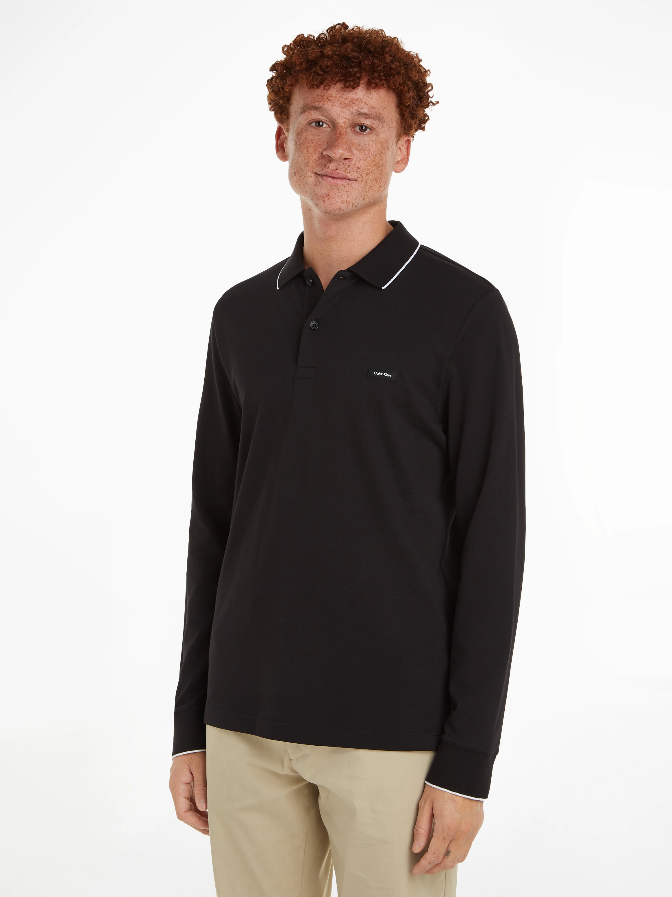 Calvin Klein Poloshirt STRETCH PIQUE TIPPING LS POLO günstig online kaufen