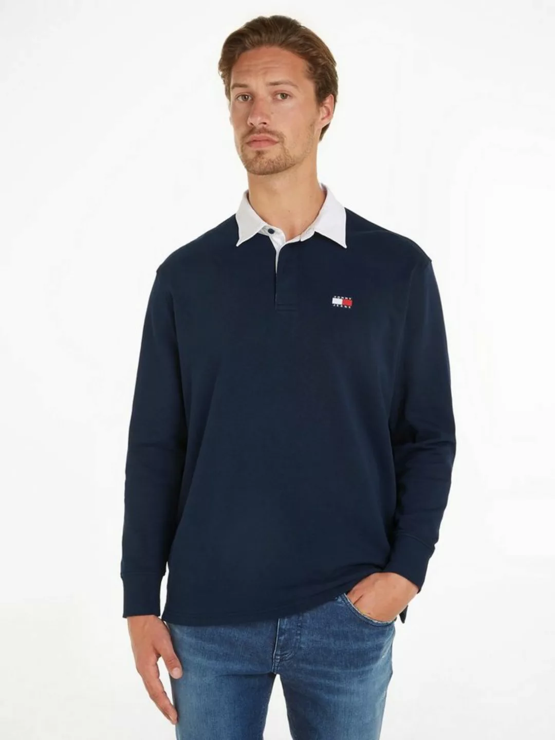 Tommy Jeans Poloshirt TJM BADGE RUGBY mit farblich abgesetzten Kragen günstig online kaufen