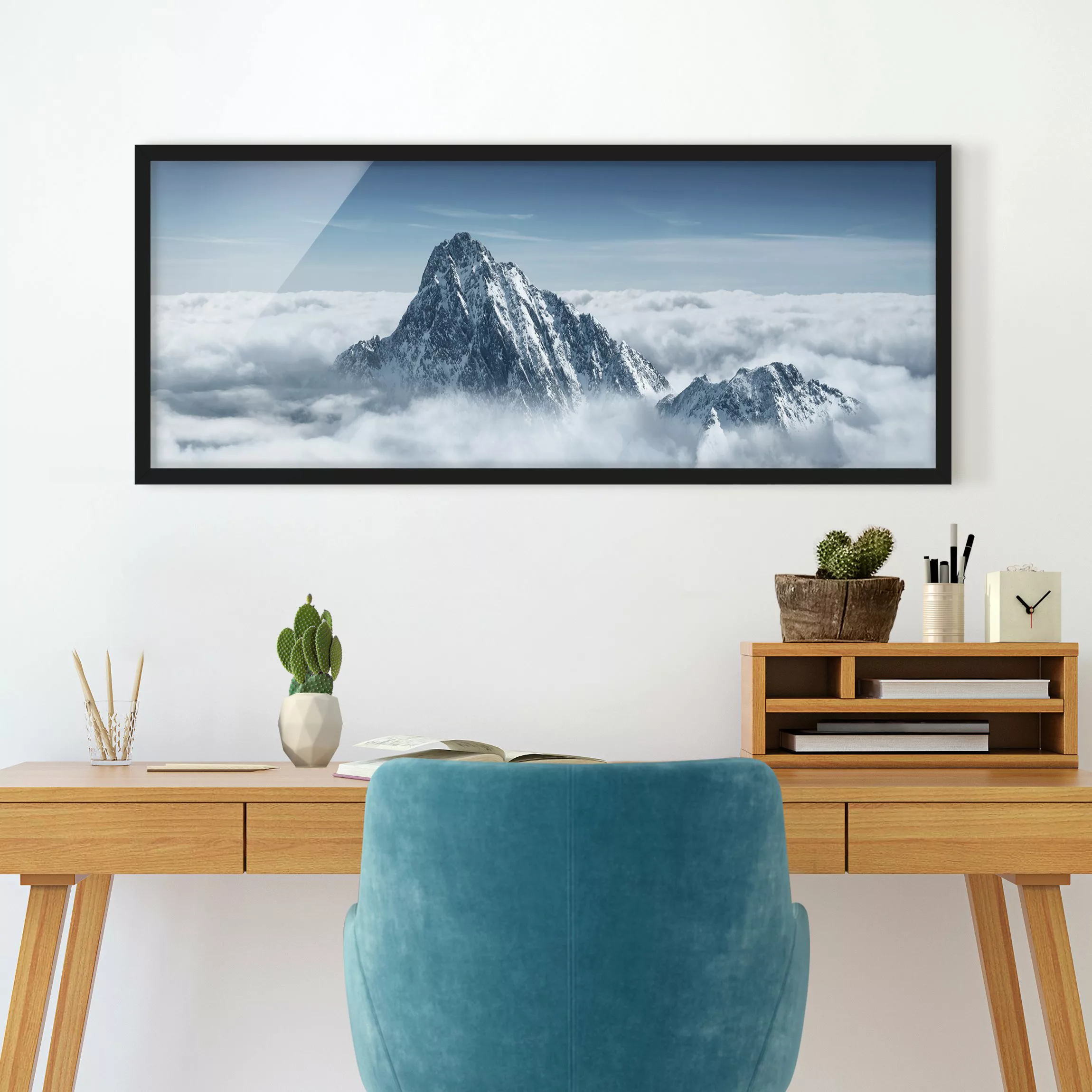 Bild mit Rahmen - Panorama Die Alpen über den Wolken günstig online kaufen